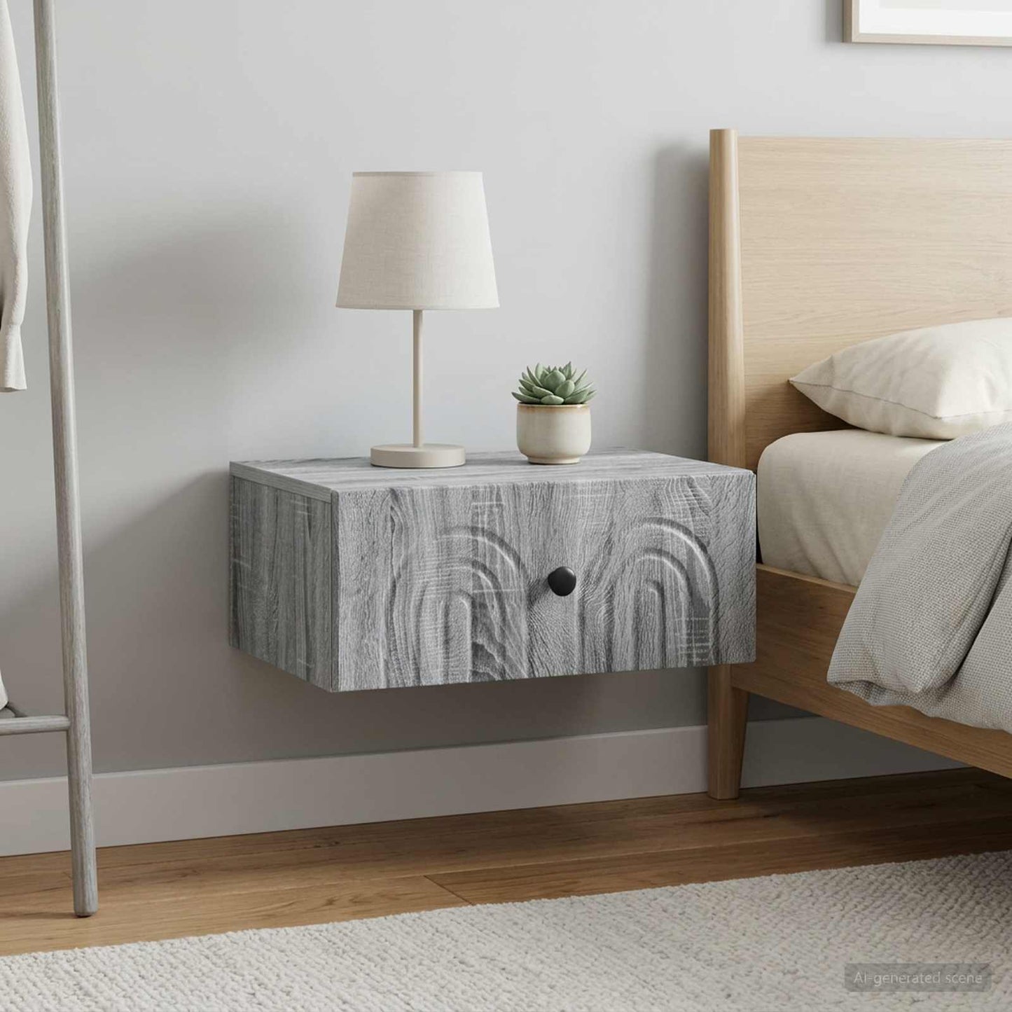 Wall-Mounted Bedside Cabinet 2 pcs Grey Sonoma