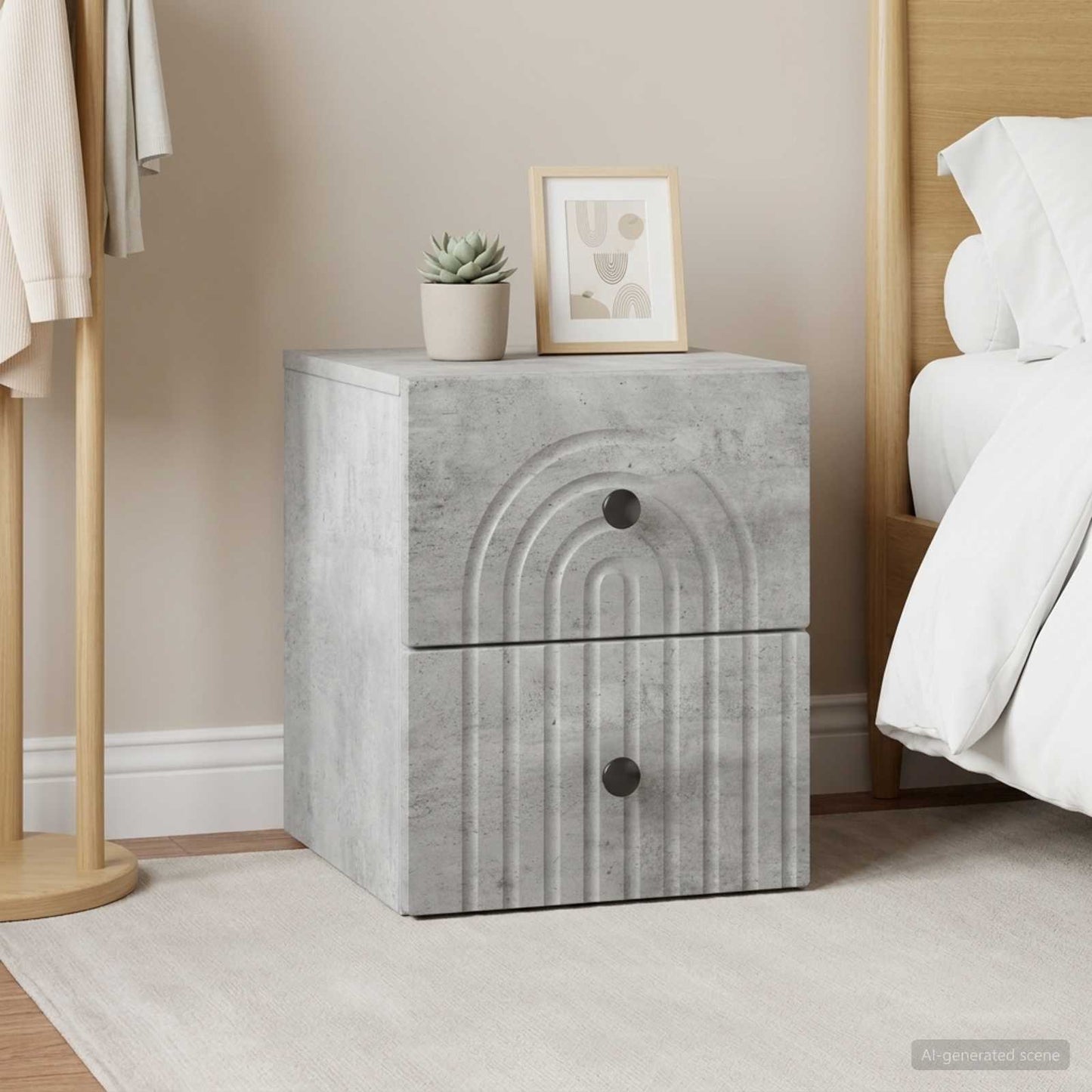 Wall-Mounted Bedside Cabinet with Drawer 2 pcs Concrete Grey
