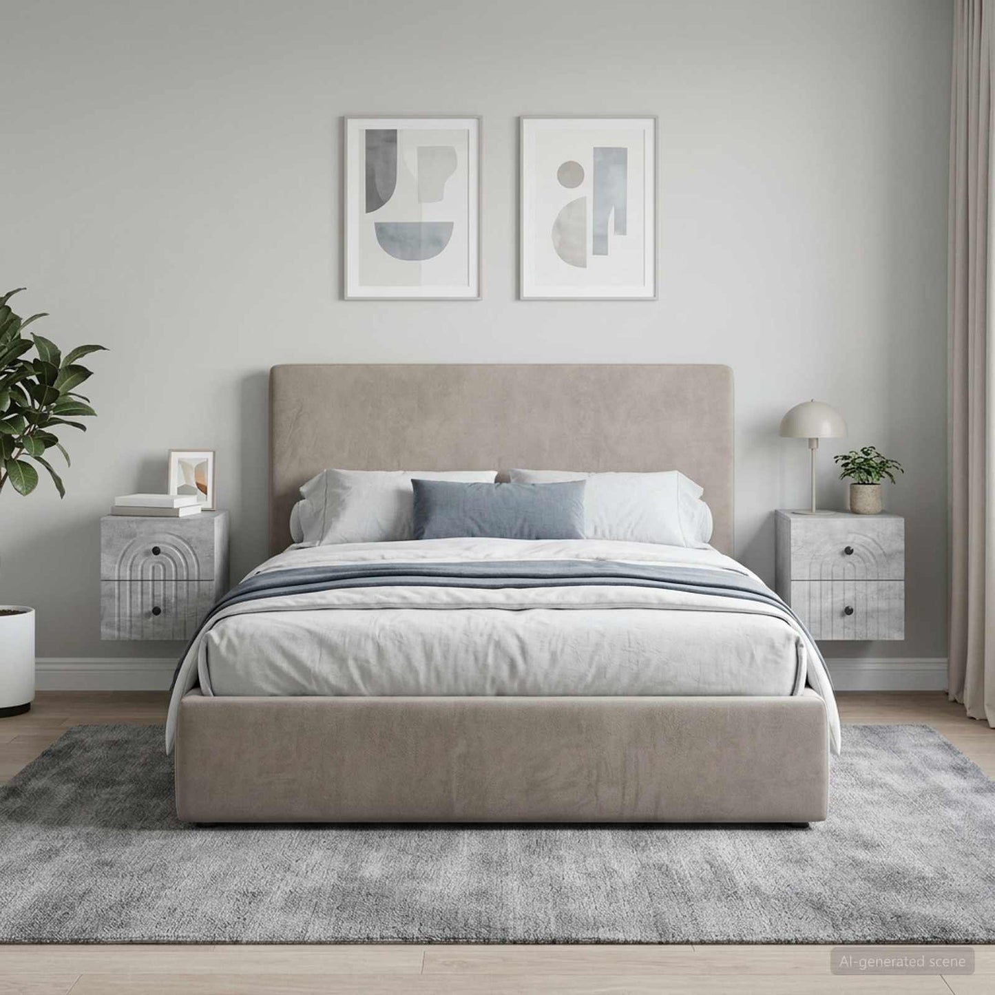 Wall-Mounted Bedside Cabinet with Drawer 2 pcs Concrete Grey