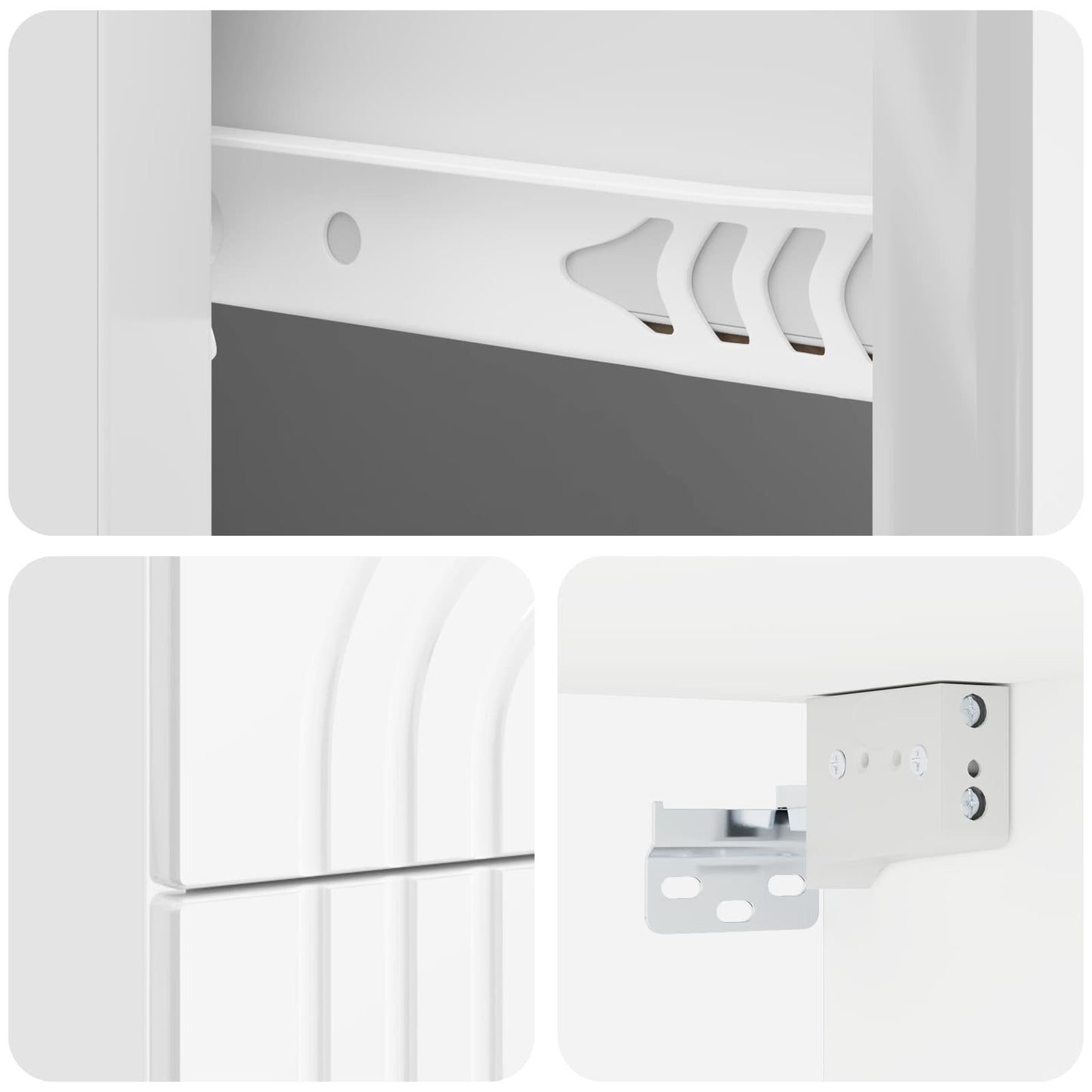 Wall-Mounted Bedside Cabinet with Drawer 2 pcs High Gloss White
