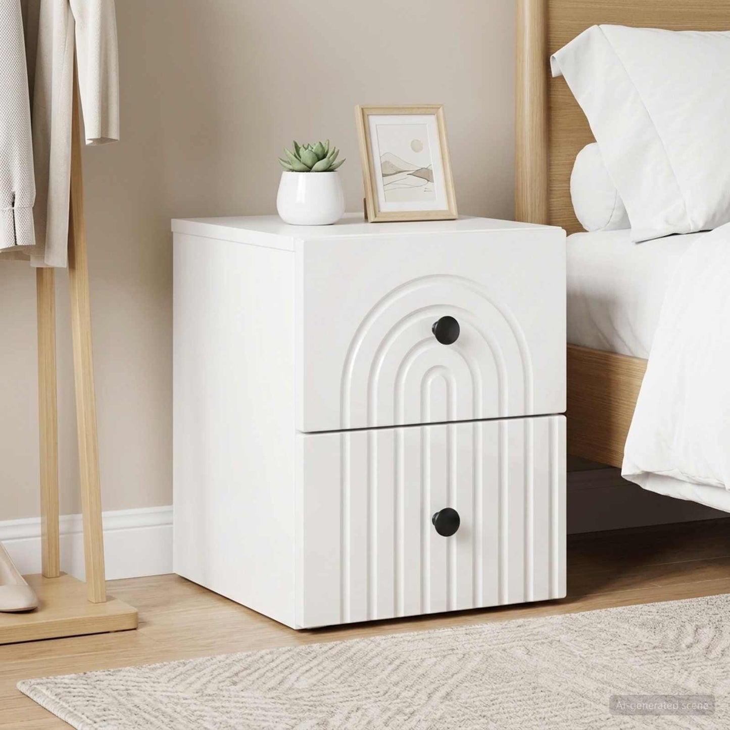 Wall-Mounted Bedside Cabinet with Drawer 2 pcs High Gloss White