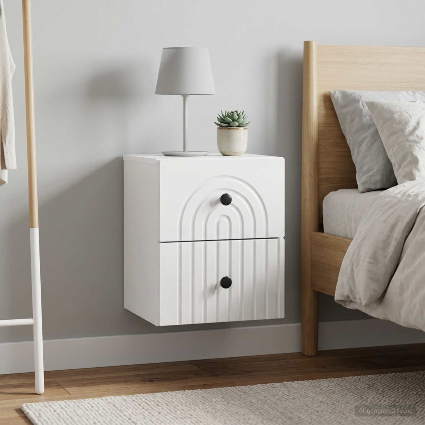 Wall-Mounted Bedside Cabinet with Drawer 2 pcs High Gloss White