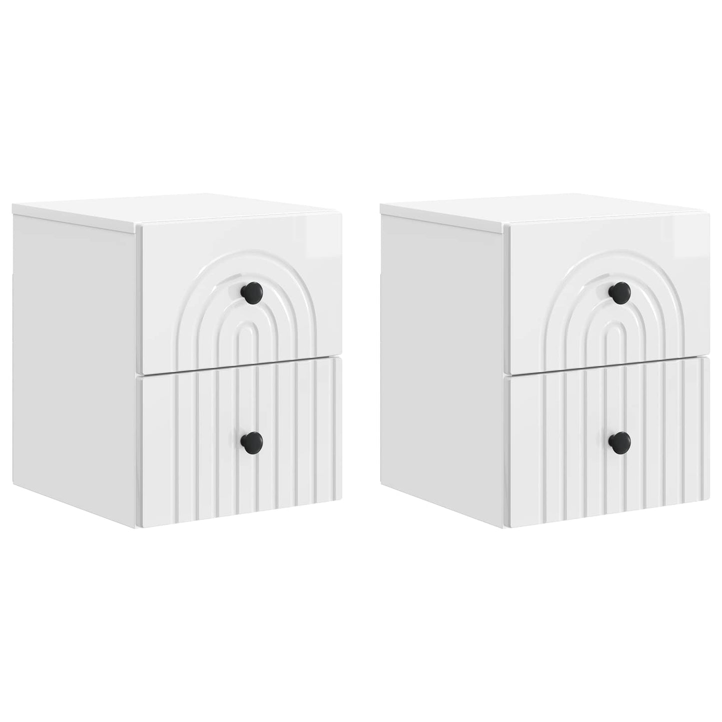 Wall-Mounted Bedside Cabinet 2 pcs High Gloss White