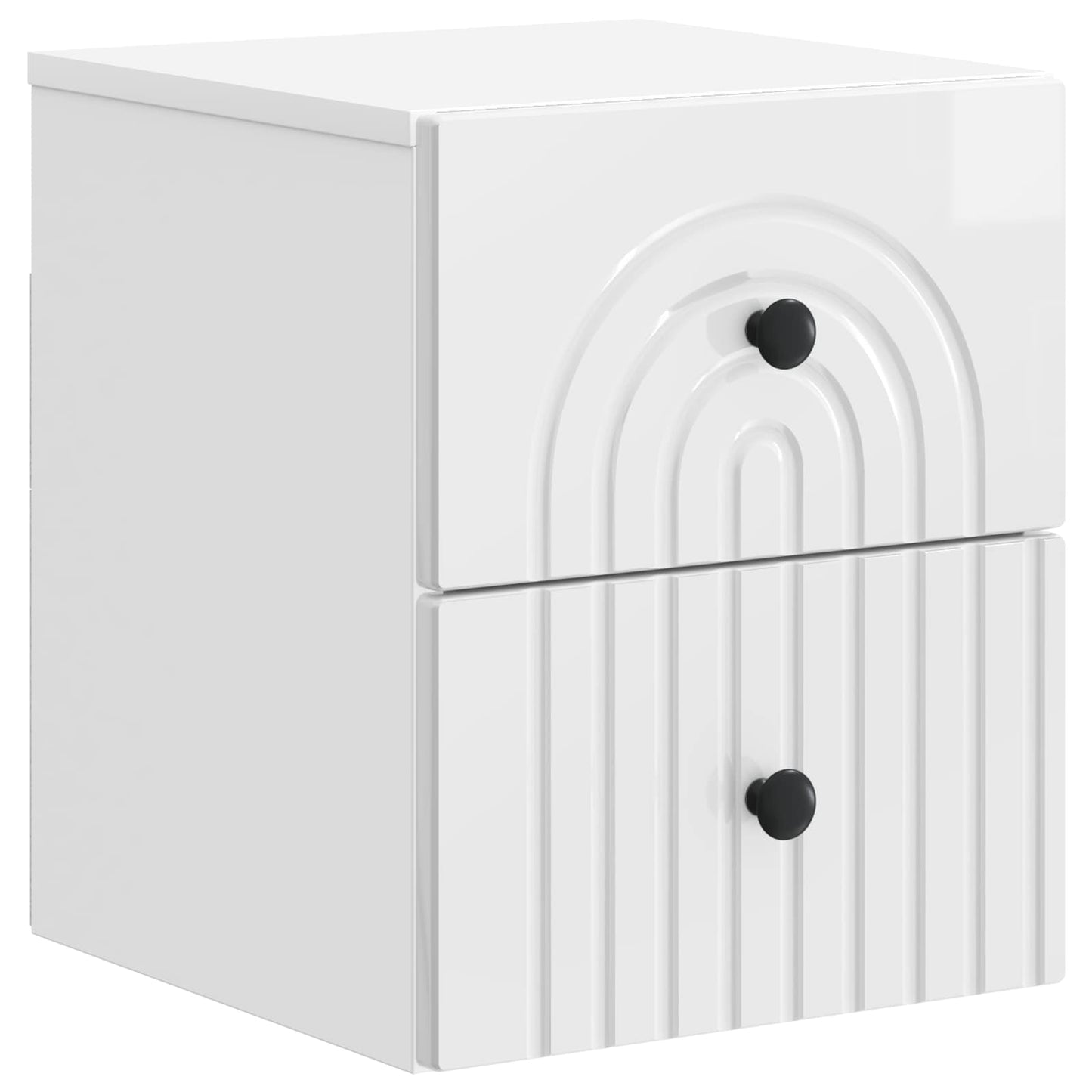 Wall-Mounted Bedside Cabinet with Drawer 2 pcs High Gloss White