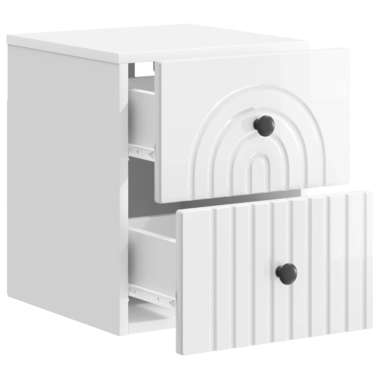 Wall-Mounted Bedside Cabinet 2 pcs High Gloss White