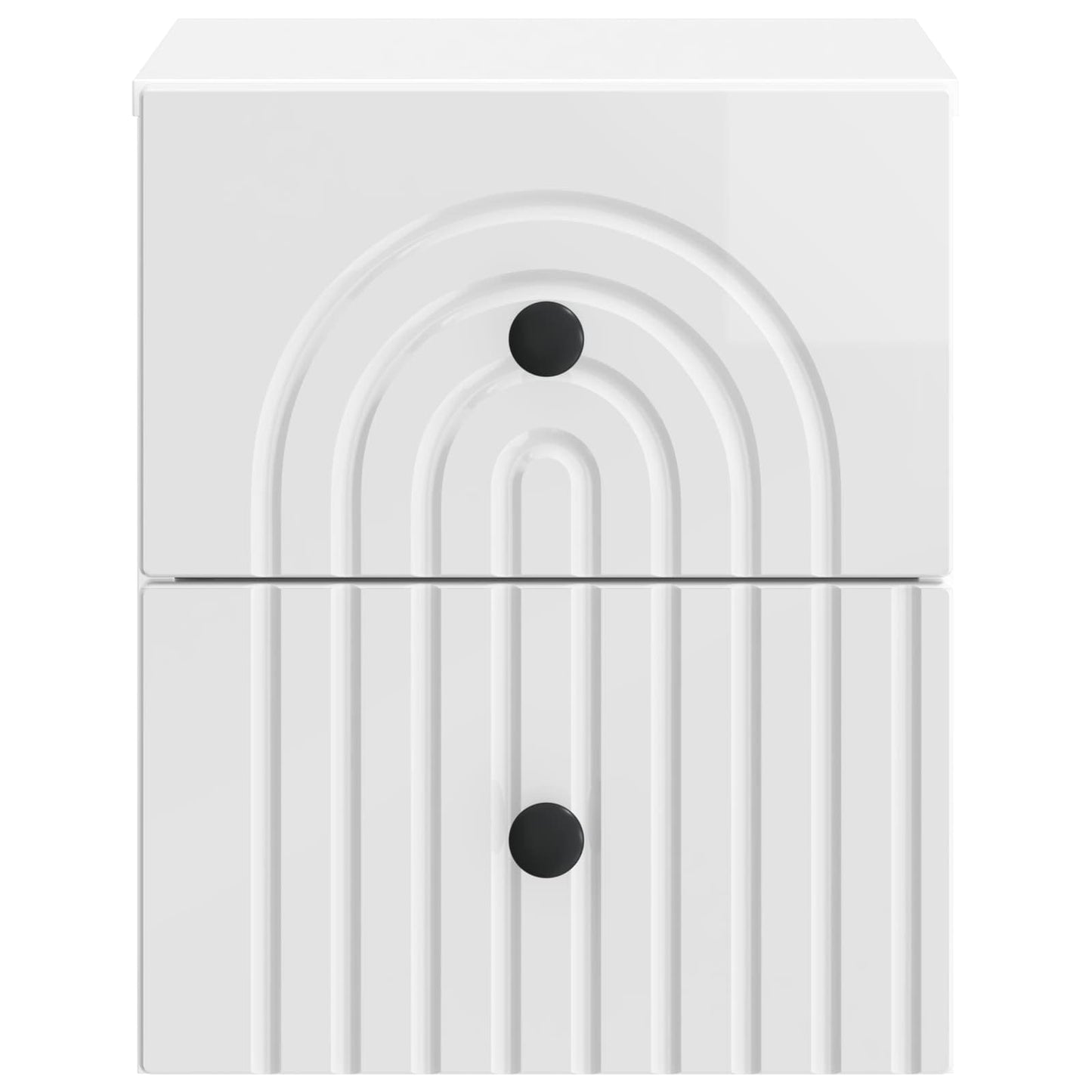 Wall-Mounted Bedside Cabinet with Drawer 2 pcs High Gloss White