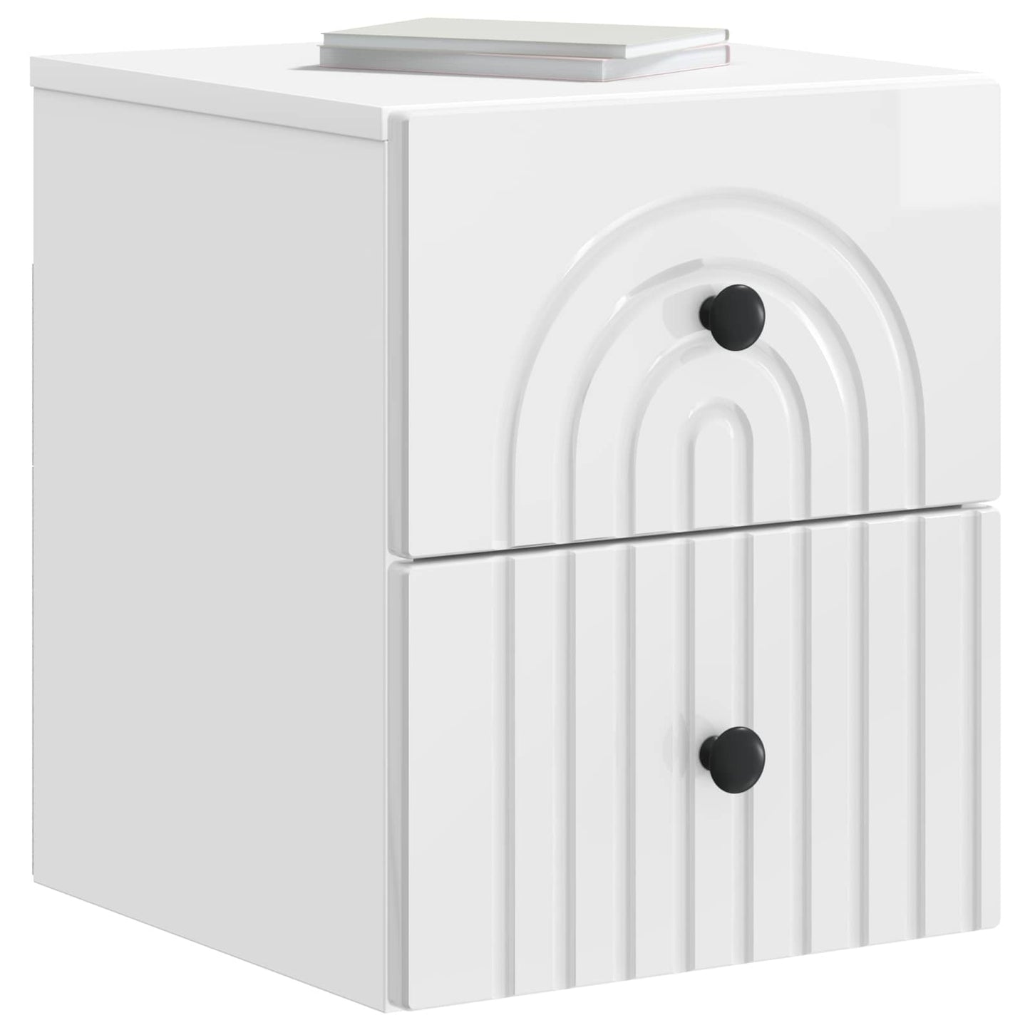 Wall-Mounted Bedside Cabinet with Drawer 2 pcs High Gloss White