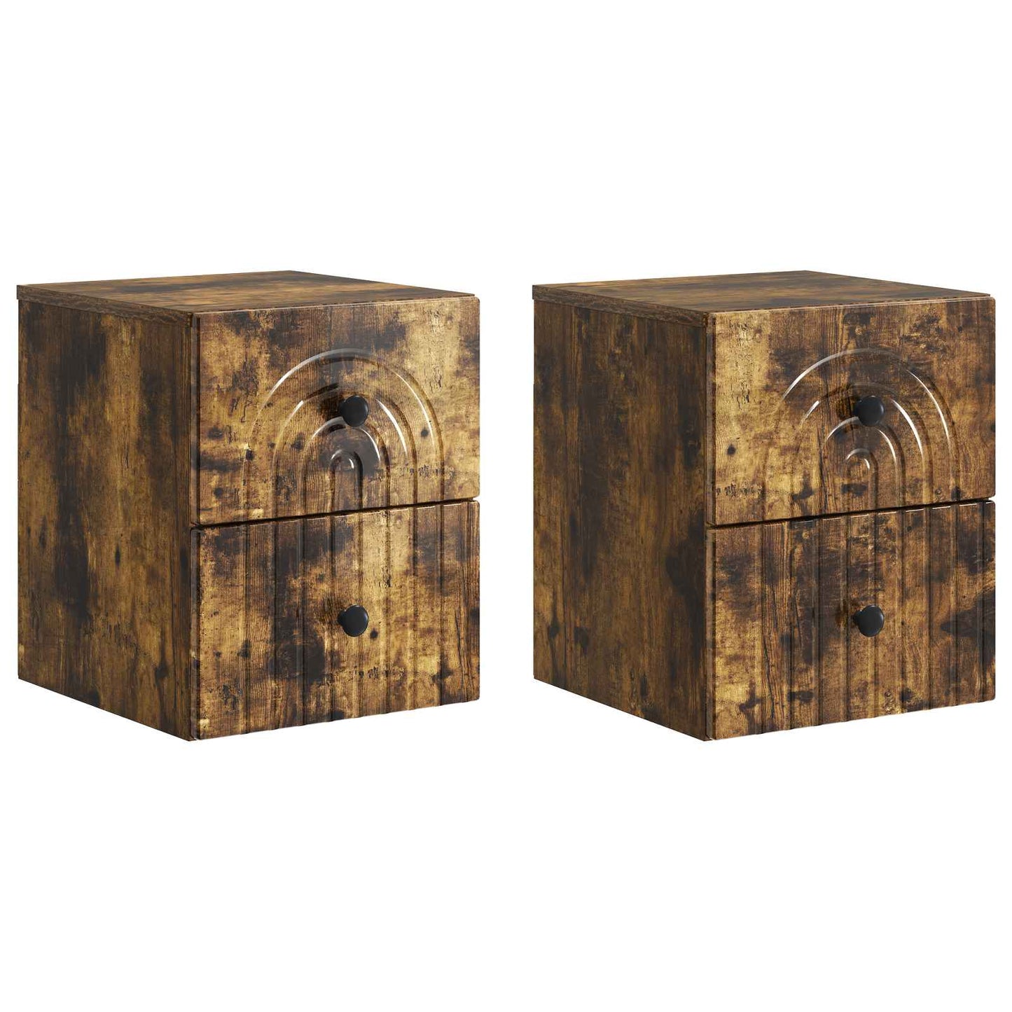 Wall-Mounted Bedside Cabinet 2 pcs Smoked Oak 33 x 34.5 x 40 cm