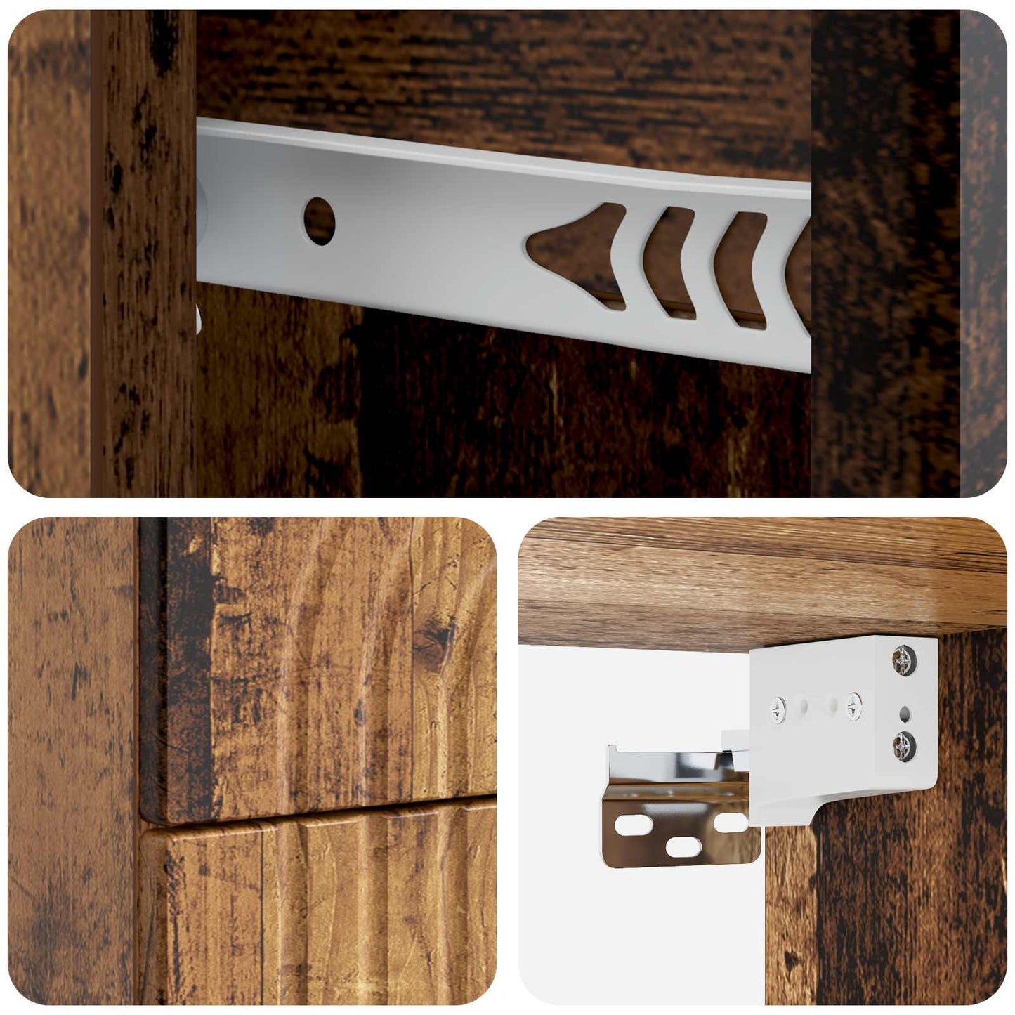 Wall-Mounted Bedside Cabinet Old Wood 33 x 34.5 x 40 cm