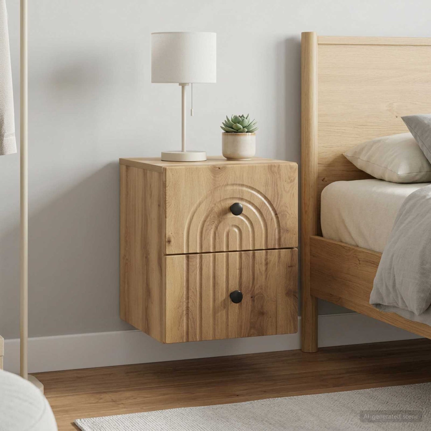 Wall-Mounted Bedside Cabinet 2 pcs Artisan Oak