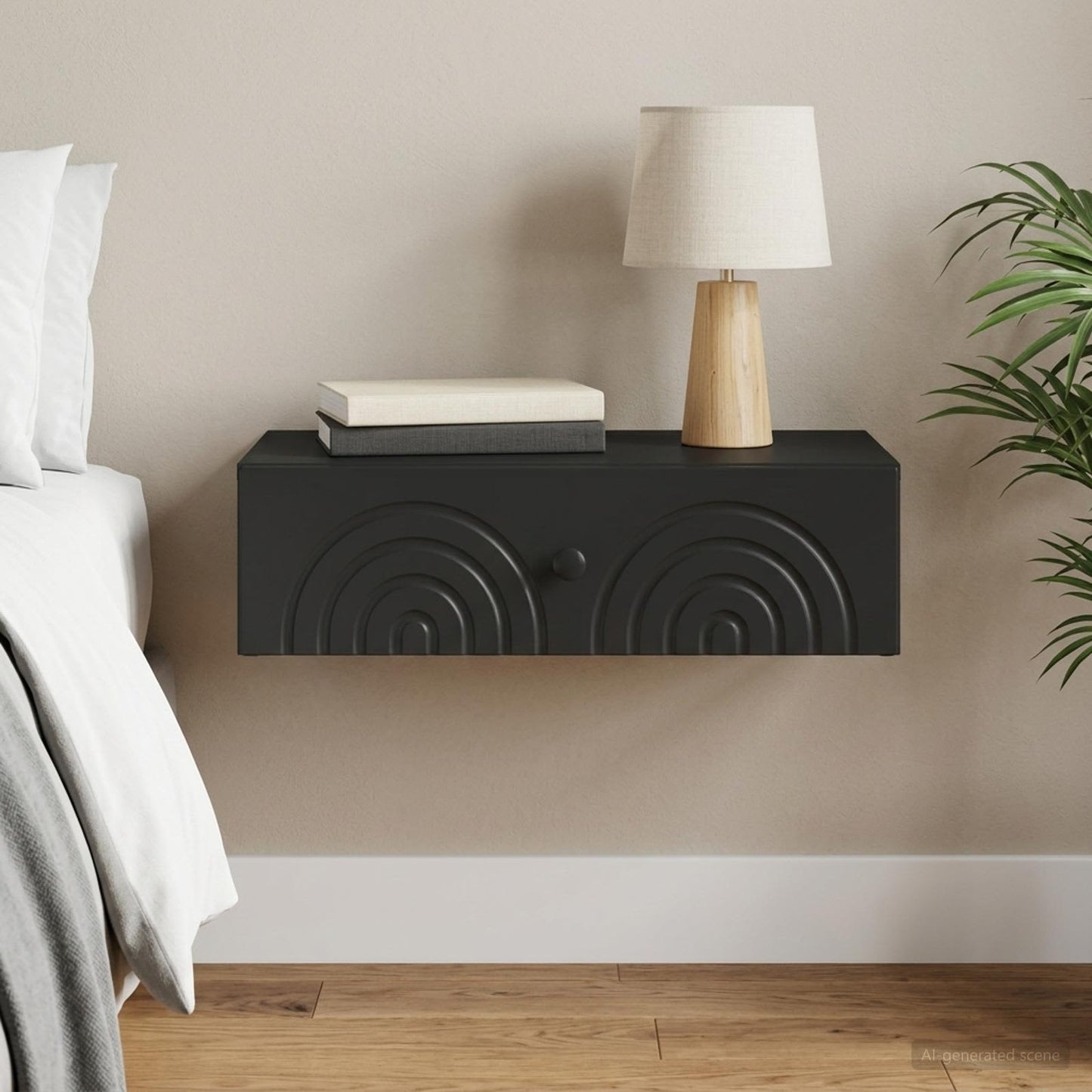 Wall-Mounted Side Table Black 59 x 34.5 x 17 cm Engineered Wood