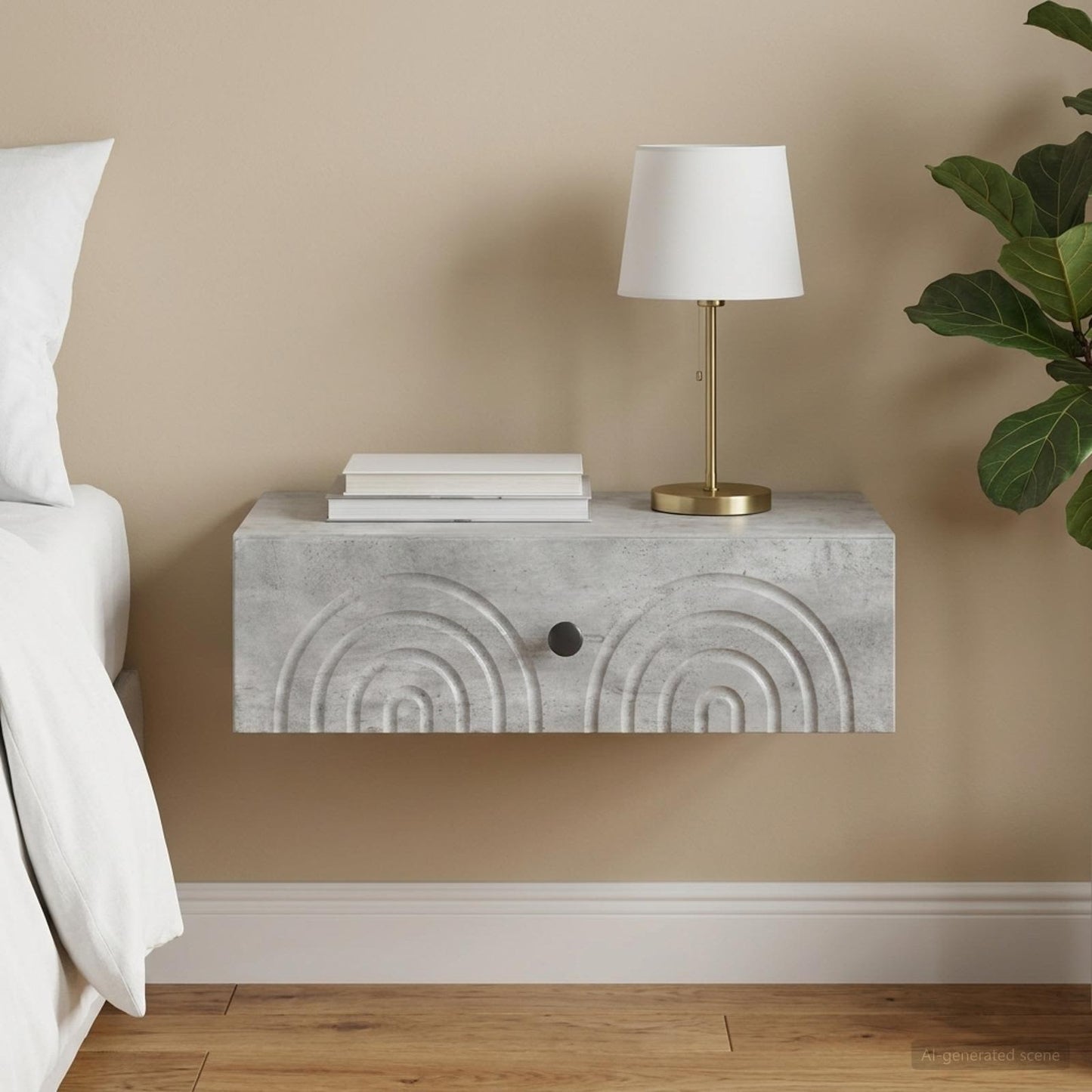 Wall-Mounted Side Table Concrete Grey 59 x 34.5 x 17 cm