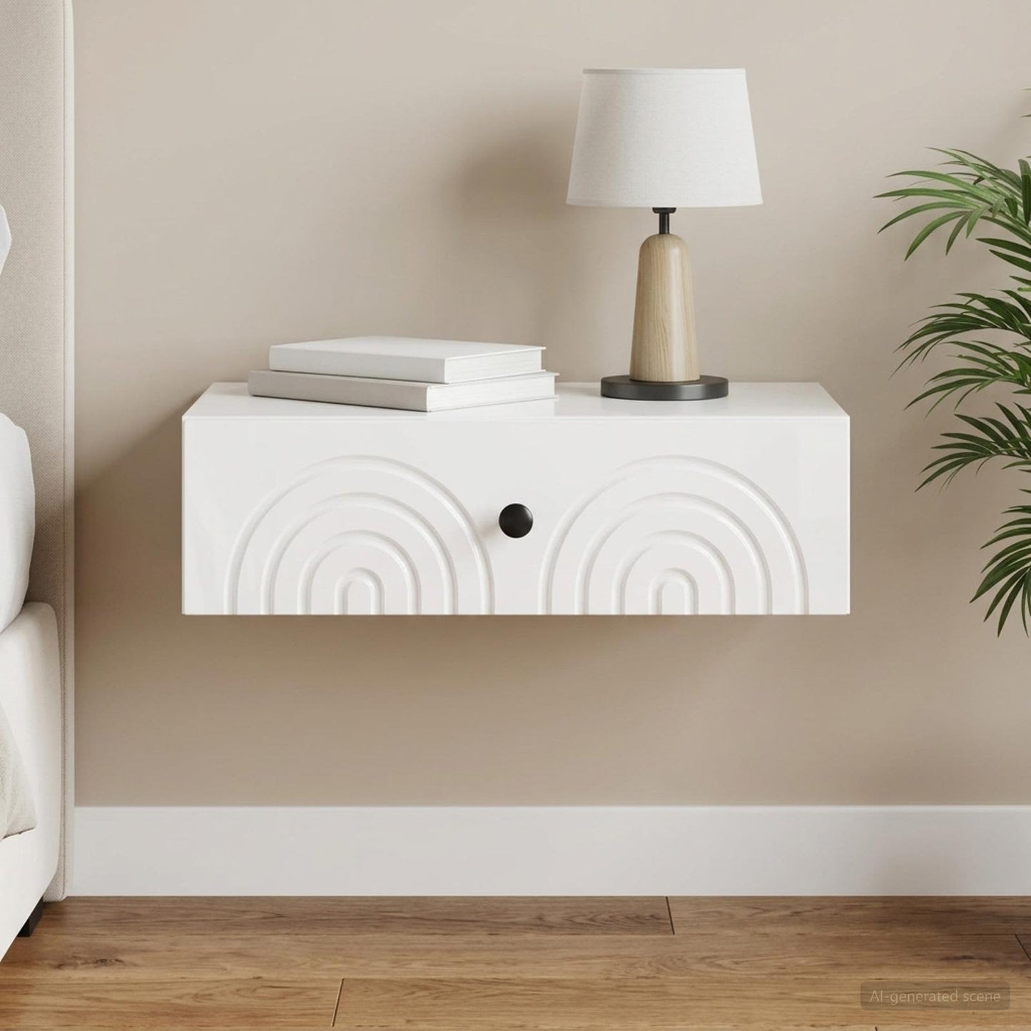Wall-Mounted Side Table High Gloss White 59 x 34.5 x 17 cm