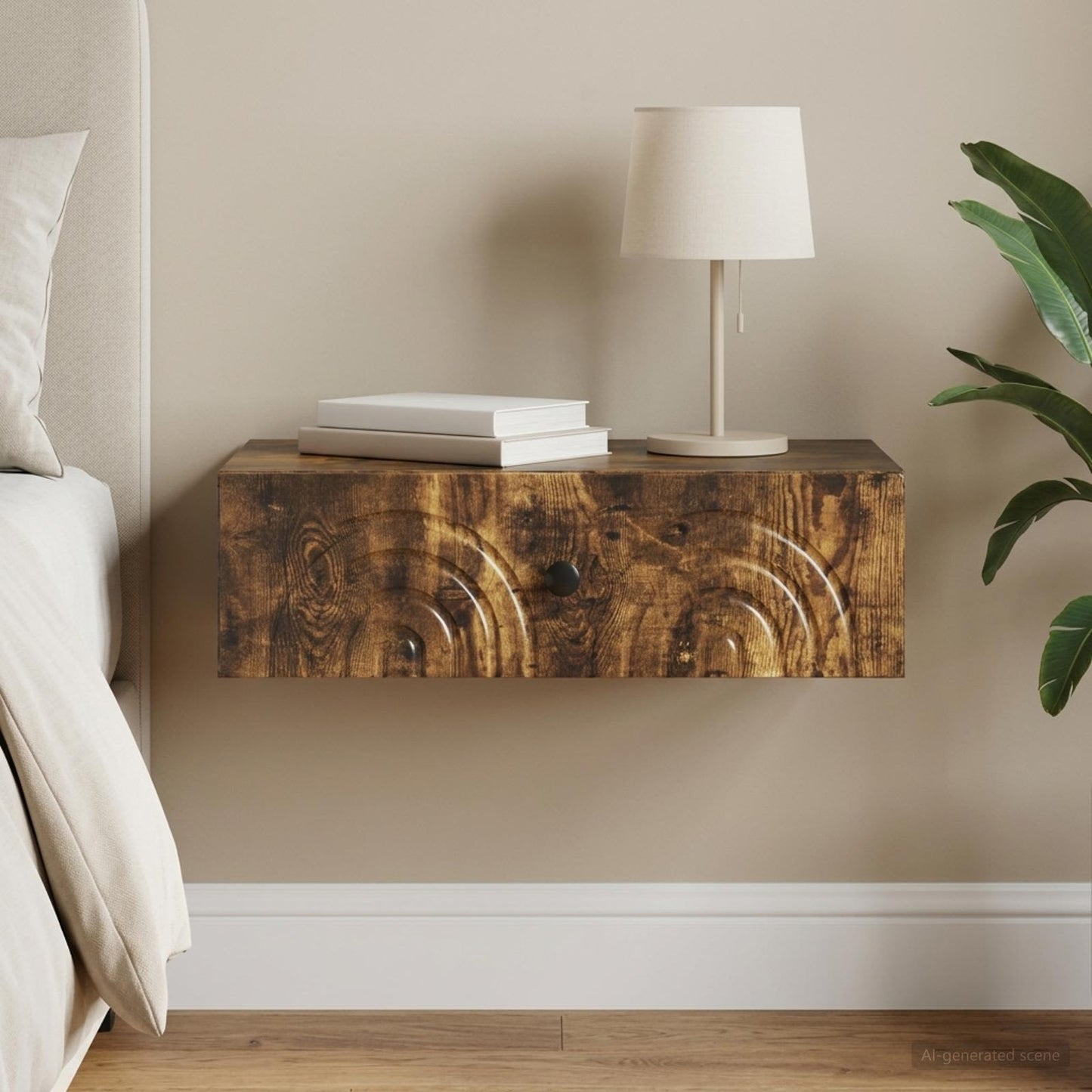 Wall-Mounted Side Table Smoked Oak 59 x 34.5 x 17 cm