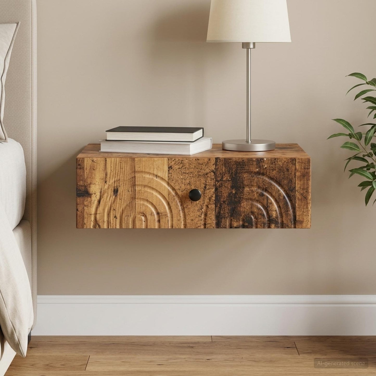 Wall-Mounted Side Table Wall-mounted Old Wood 59 x 34.5 x 17 cm