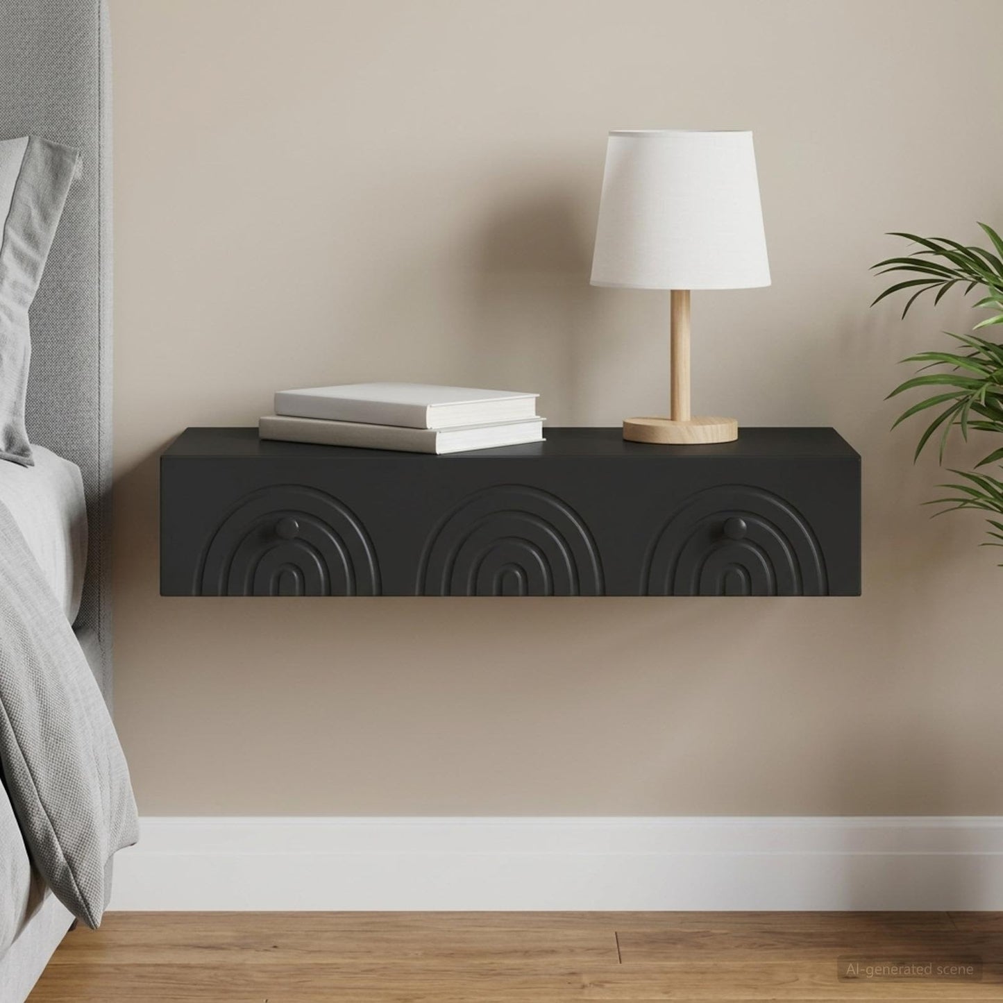 Wall-Mounted Side Table Wall-mounted Black 87.5 x 34.5 x 17 cm