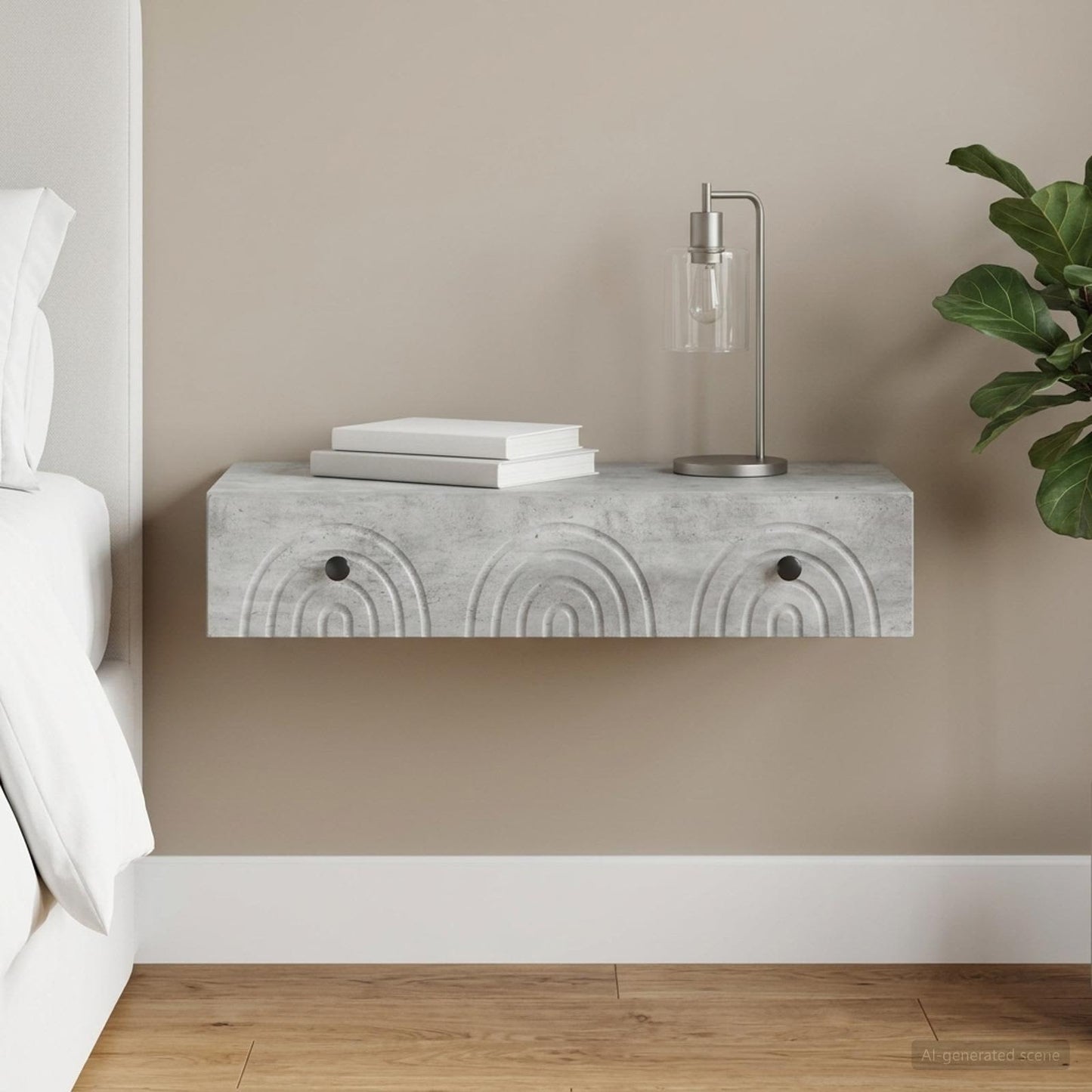 Wall-Mounted Side Table Concrete Grey 87.5 x 34.5 x 17 cm