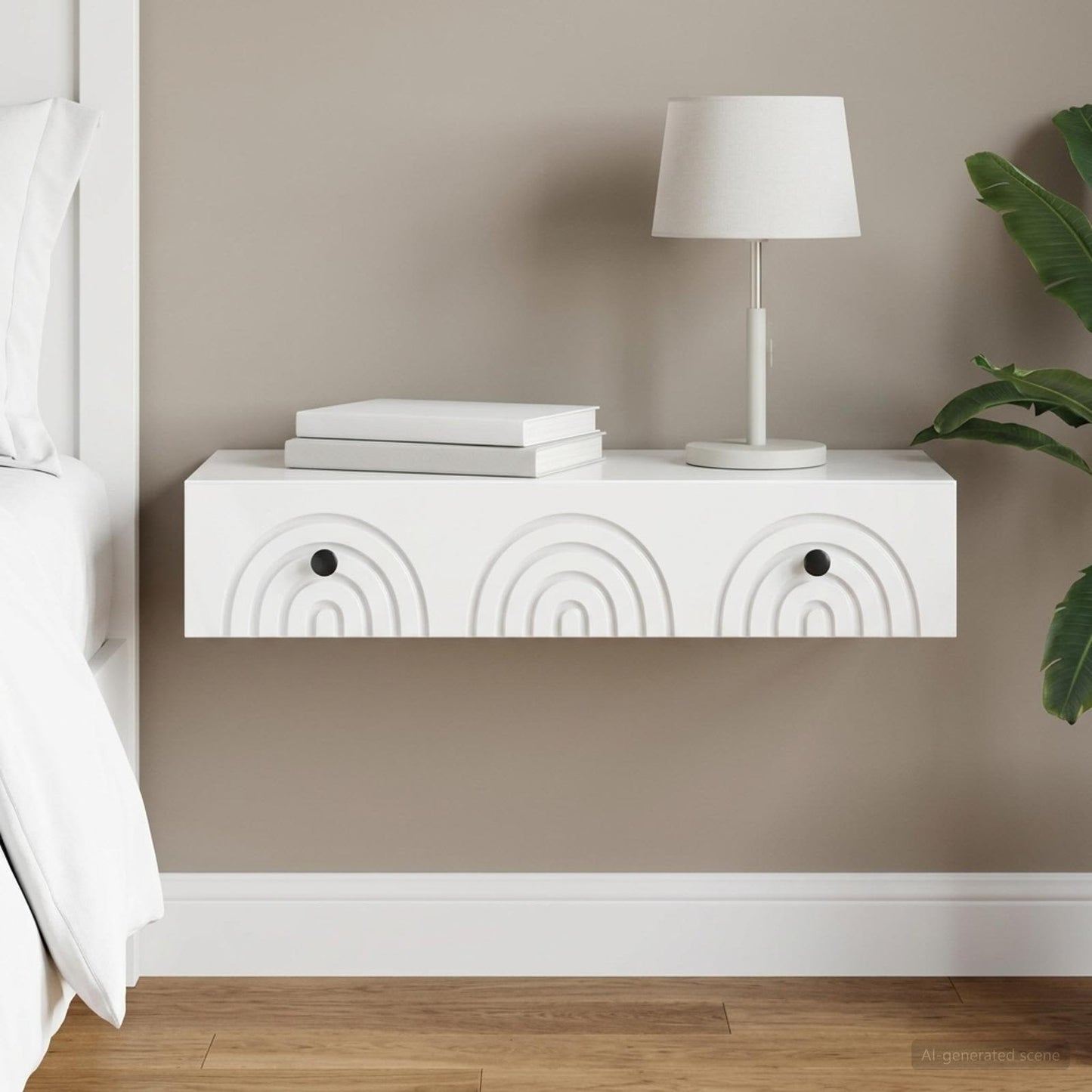 Wall-Mounted Side Table High Gloss White 87.5 x 34.5 x 17 cm