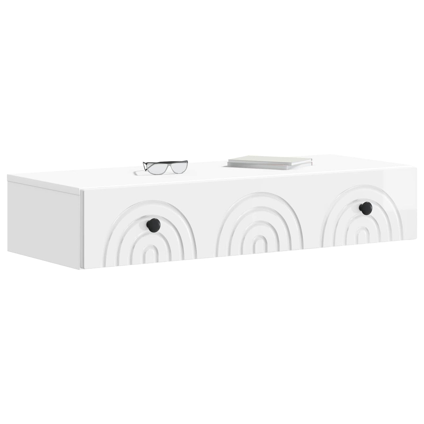 Wall-Mounted Side Table High Gloss White 87.5 x 34.5 x 17 cm
