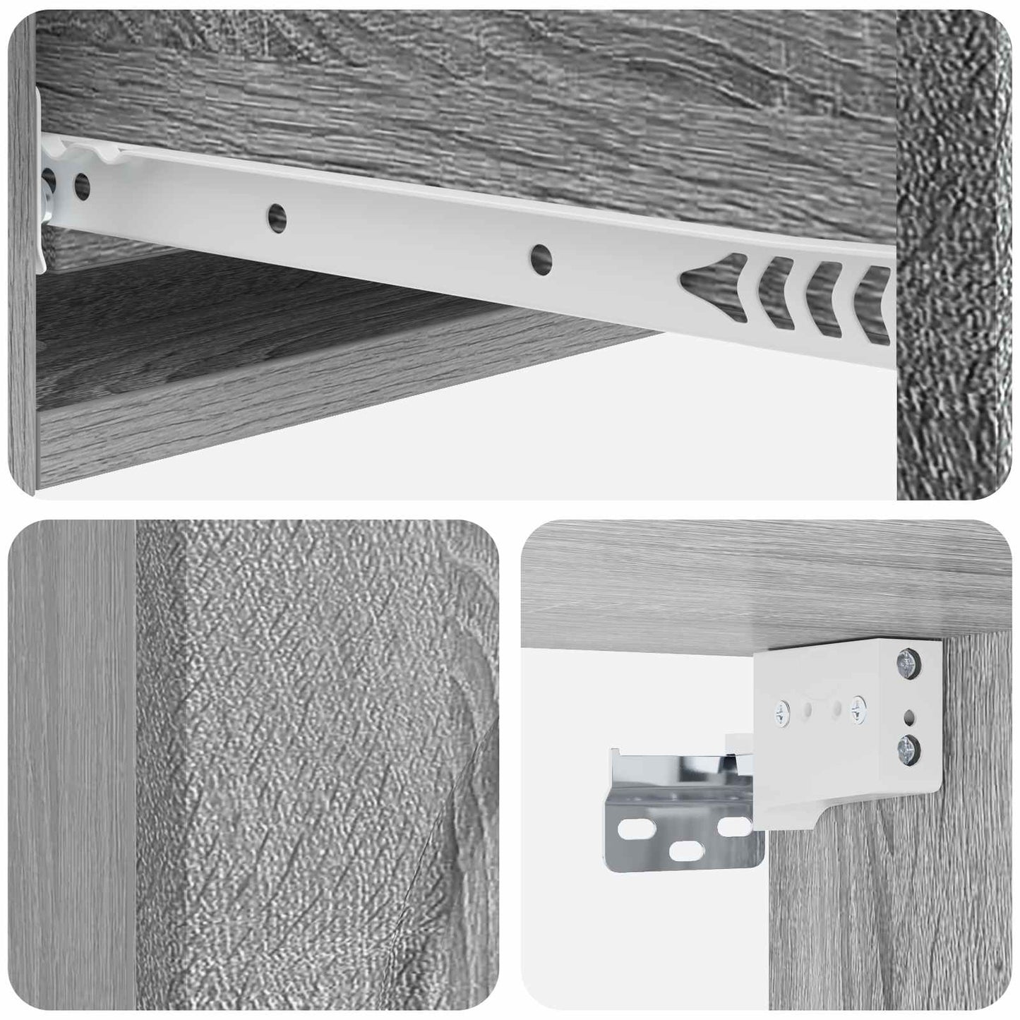 Wall-Mounted Side Table Grey Sonoma 87.5 x 34.5 x 17 cm