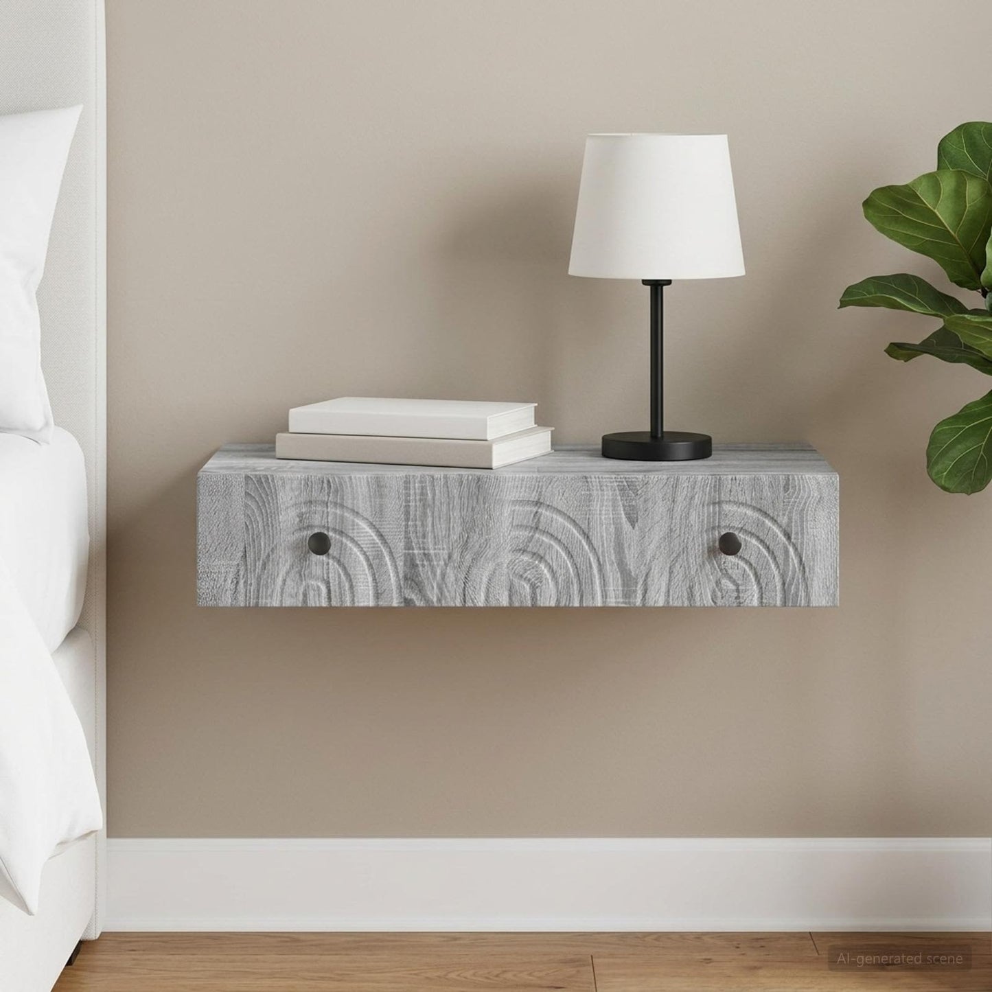 Wall-Mounted Side Table Grey Sonoma 87.5 x 34.5 x 17 cm