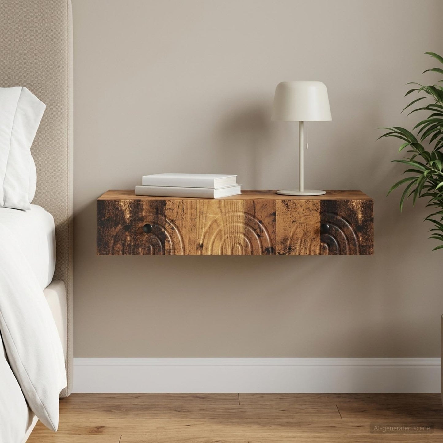 Wall-Mounted Side Table Old Wood 87.5 x 34.5 x 17 cm