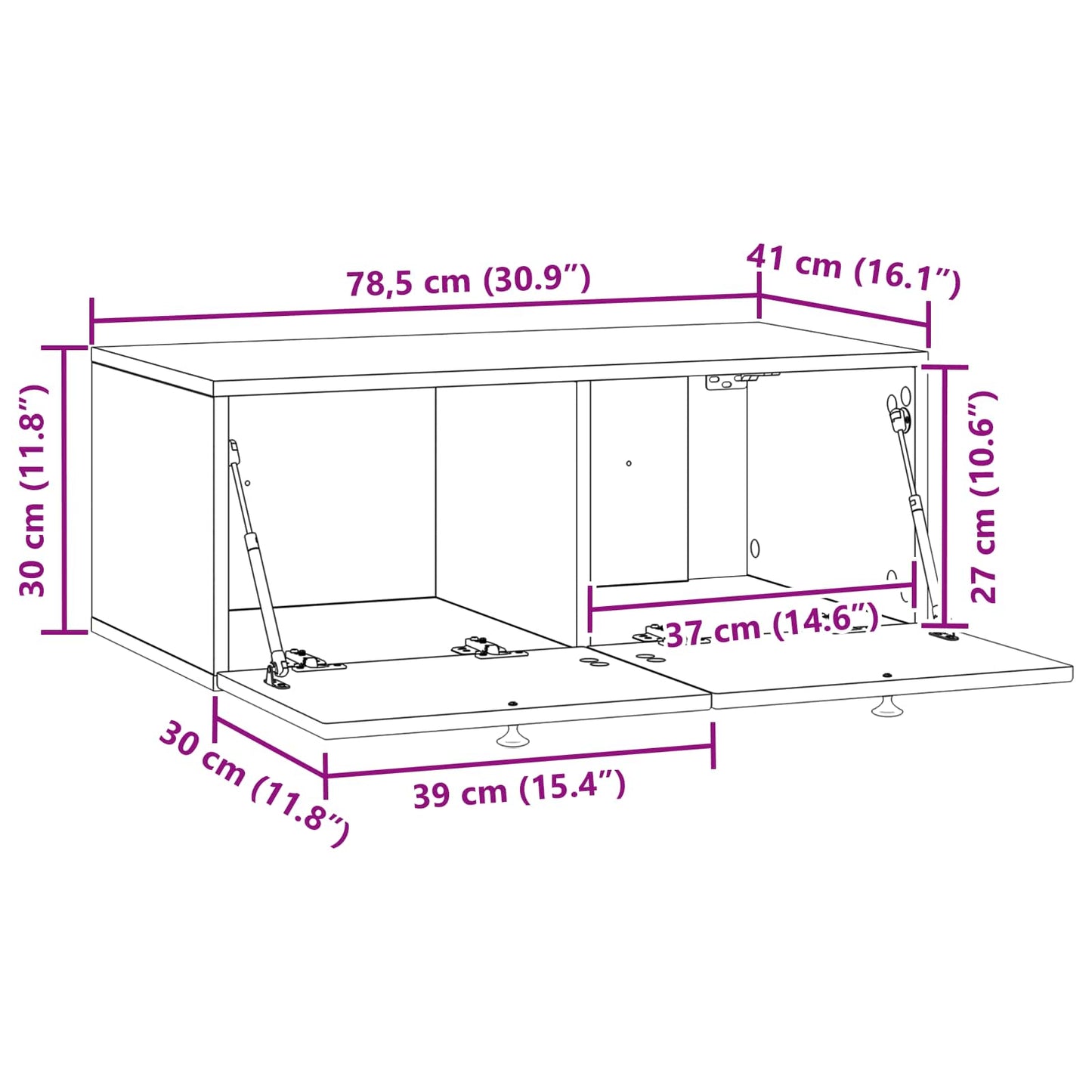Wall-Mounted TV Cabinet Smoked Oak 78.5 x 41 x 30 cm