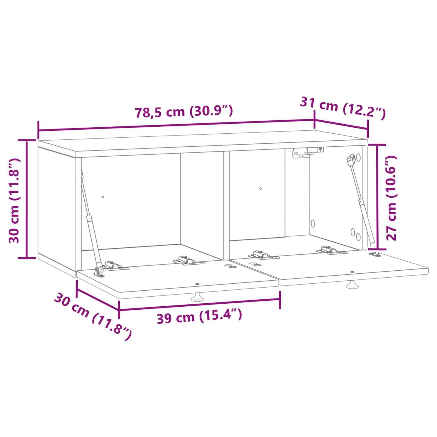 Wall-Mounted TV Cabinet Black 78.5 x 31 x 30 cm Engineered Wood