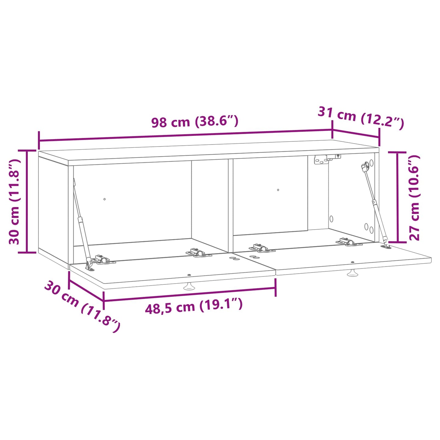 Wall-Mounted TV Cabinet Black 98 x 31 x 30 cm Engineered Wood