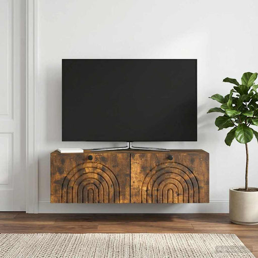 Wall-Mounted TV Cabinet Wall-mounted Smoked Oak 98 x 31 x 30 cm