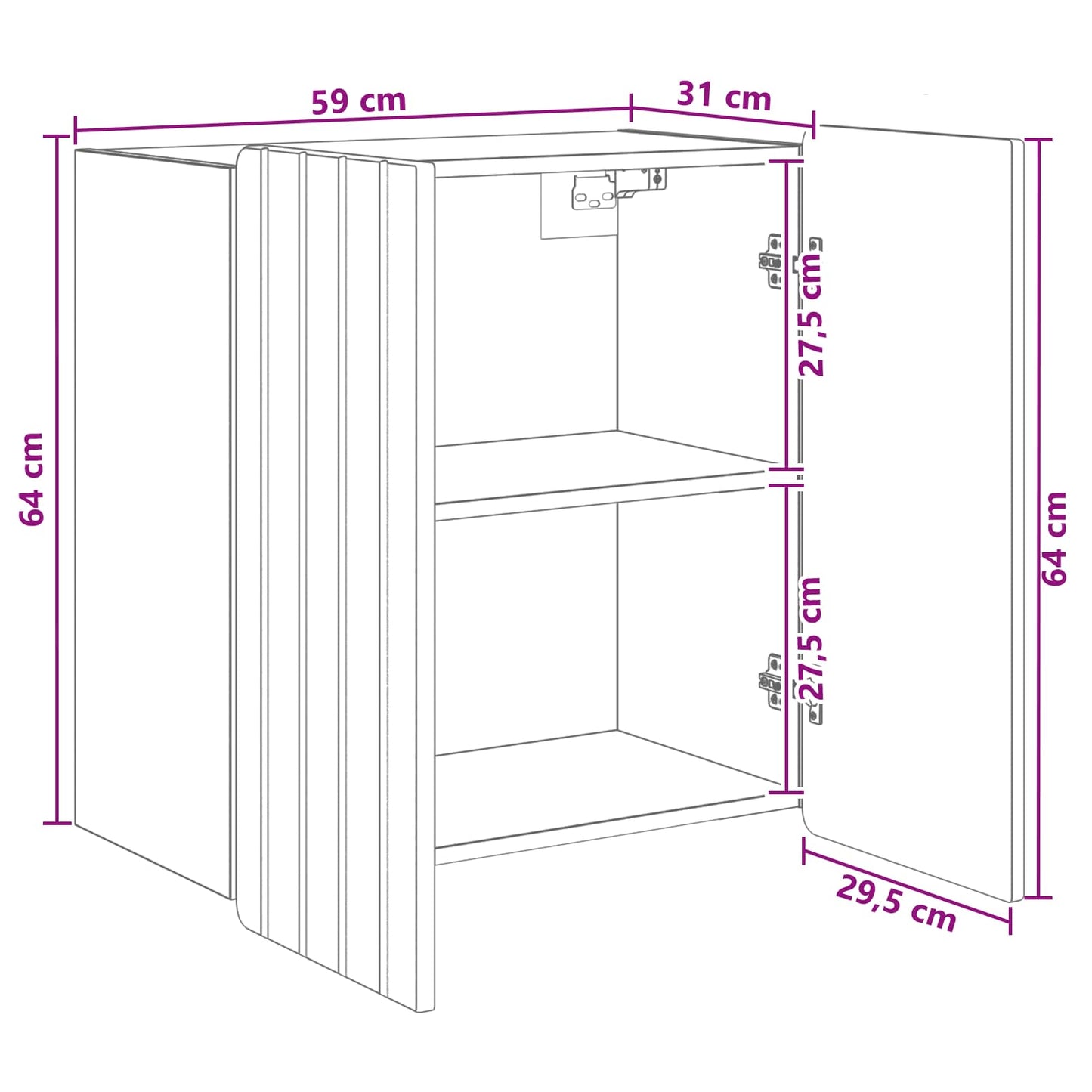 Wall-Mounted Cabinet Smoked Oak 59 x 31 x 64 cm Engineered Wood