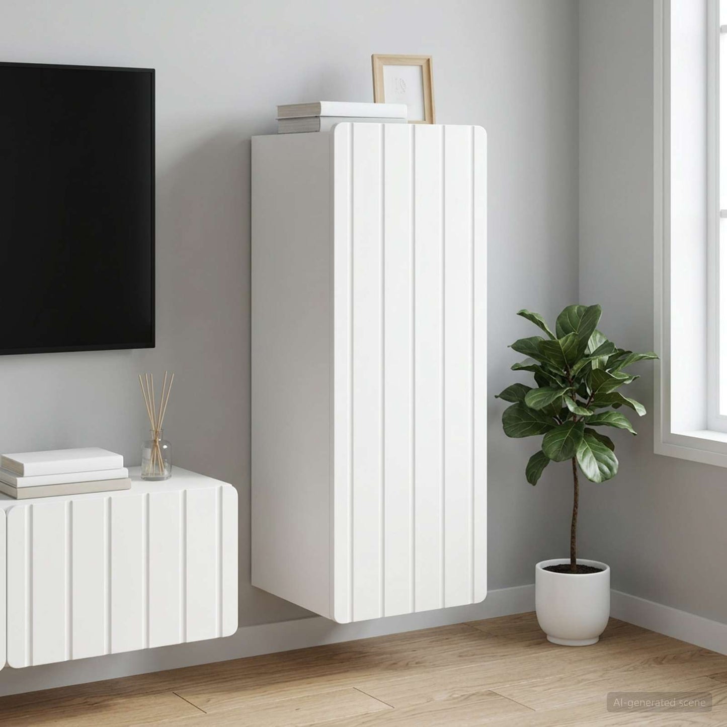 Wall-Mounted Cabinet White 33 x 34.5 x 94 cm Engineered Wood