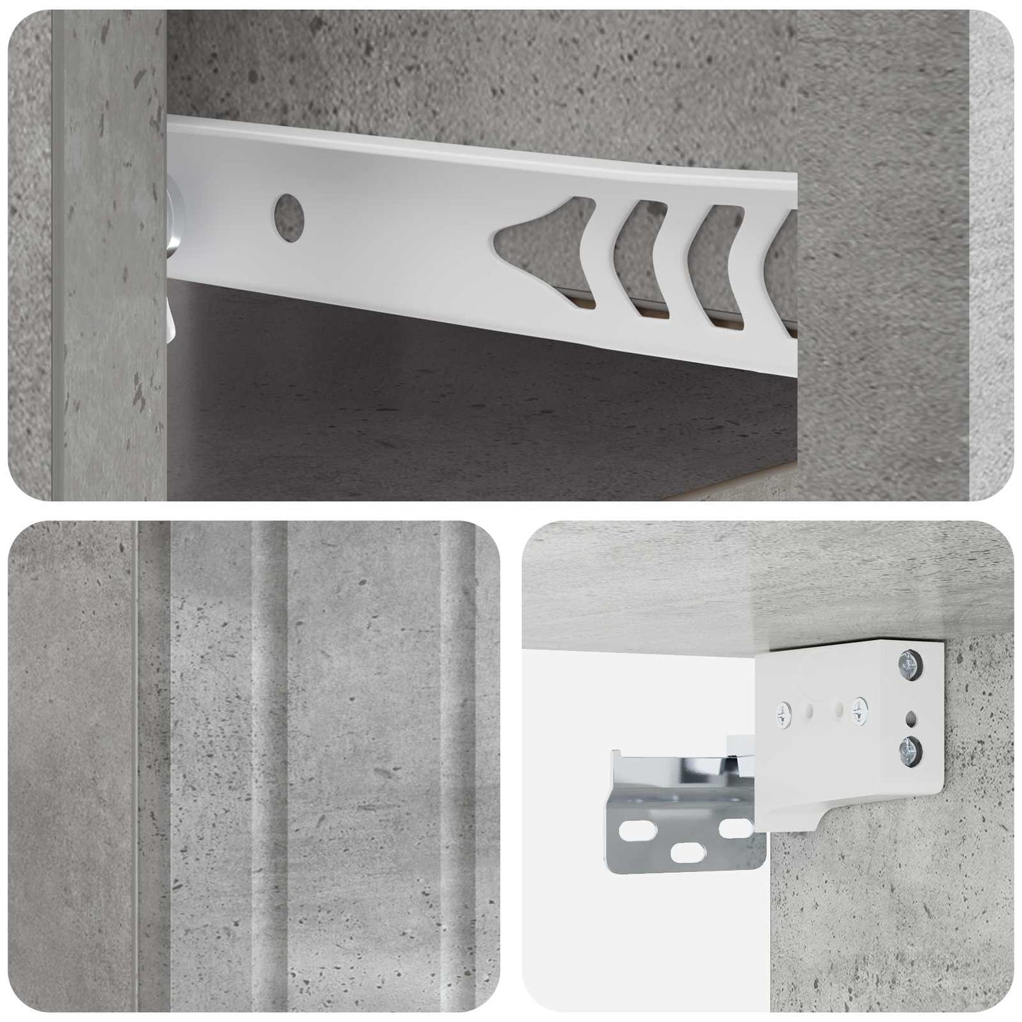 Wall-Mounted Bedside Cabinet 2 pcs Concrete Grey