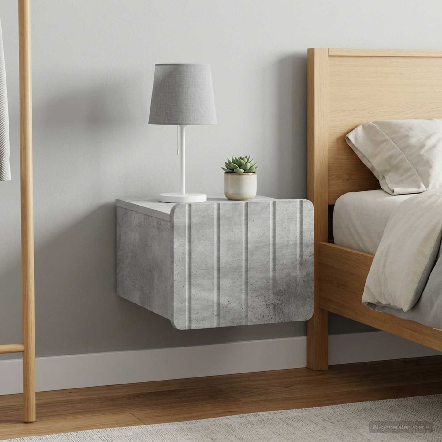 Wall-Mounted Bedside Cabinet with Drawer 2 pcs Concrete Grey