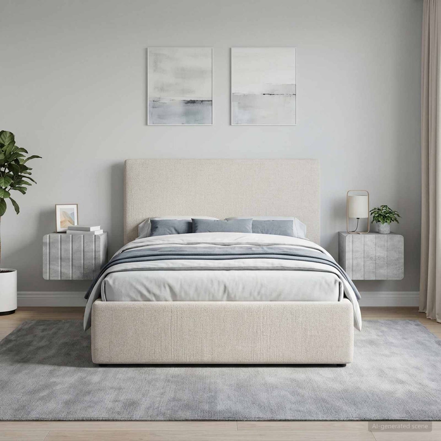 Wall-Mounted Bedside Cabinet with Drawer 2 pcs Concrete Grey