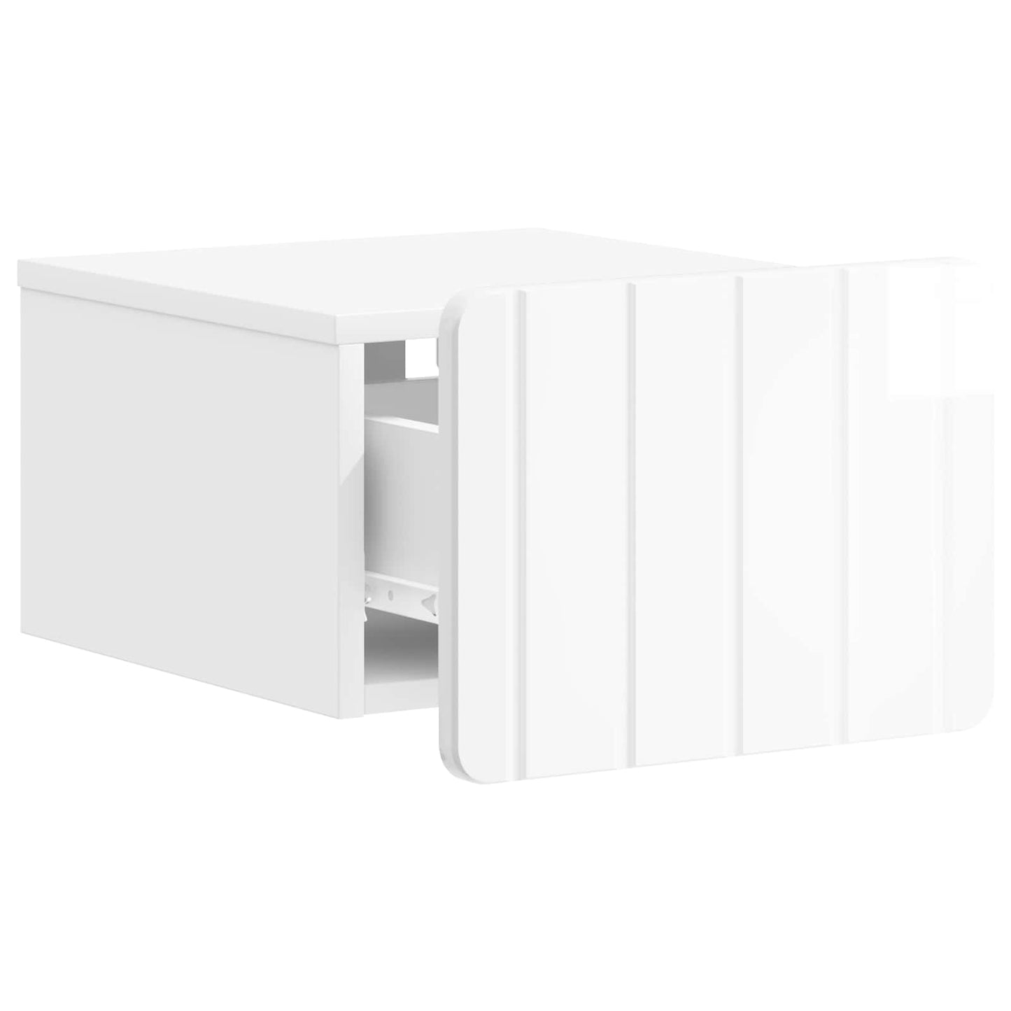 Wall-Mounted Bedside Cabinet High Gloss White 33 x 34.5 x 24 cm