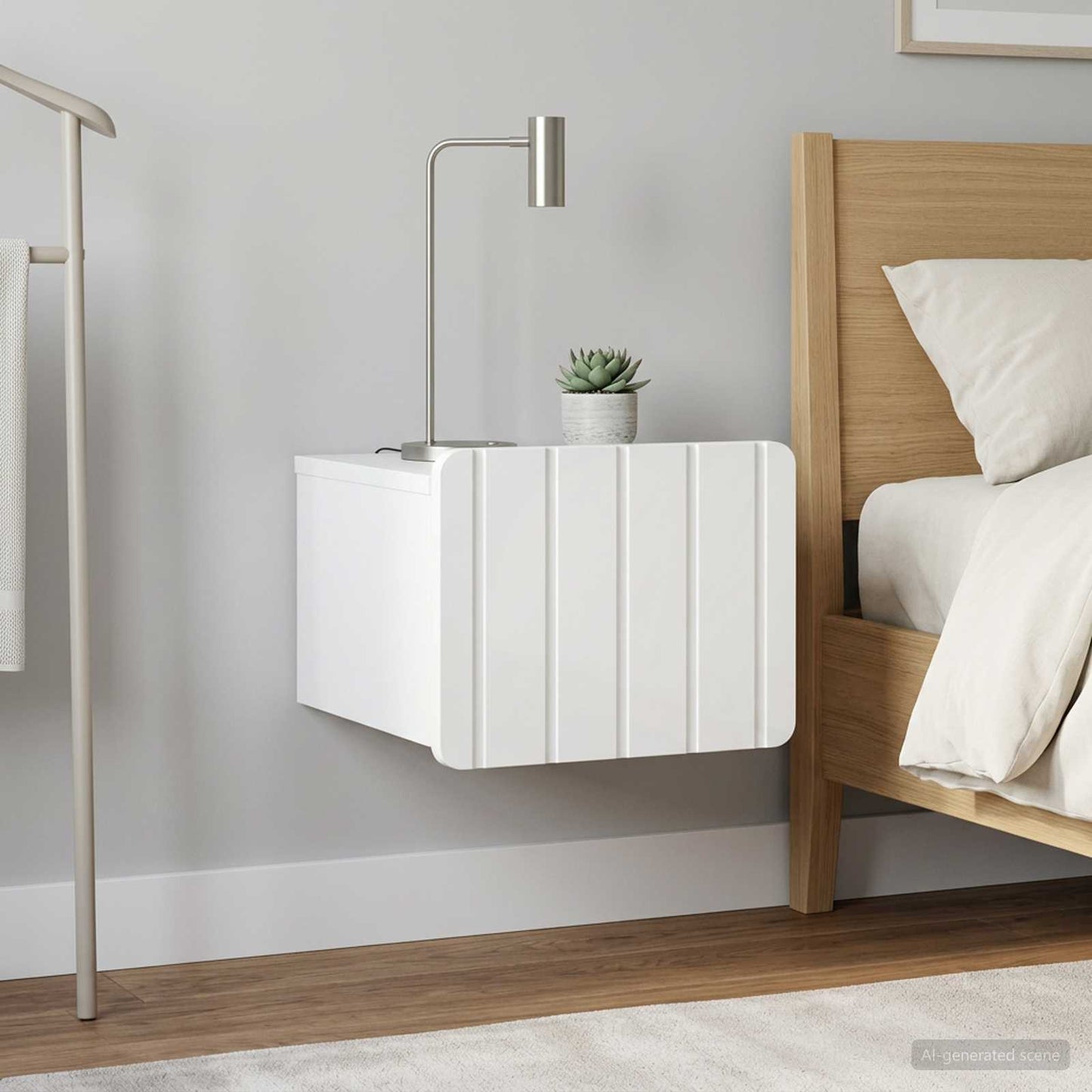 Wall-Mounted Bedside Cabinet with Drawer 2 pcs High Gloss White