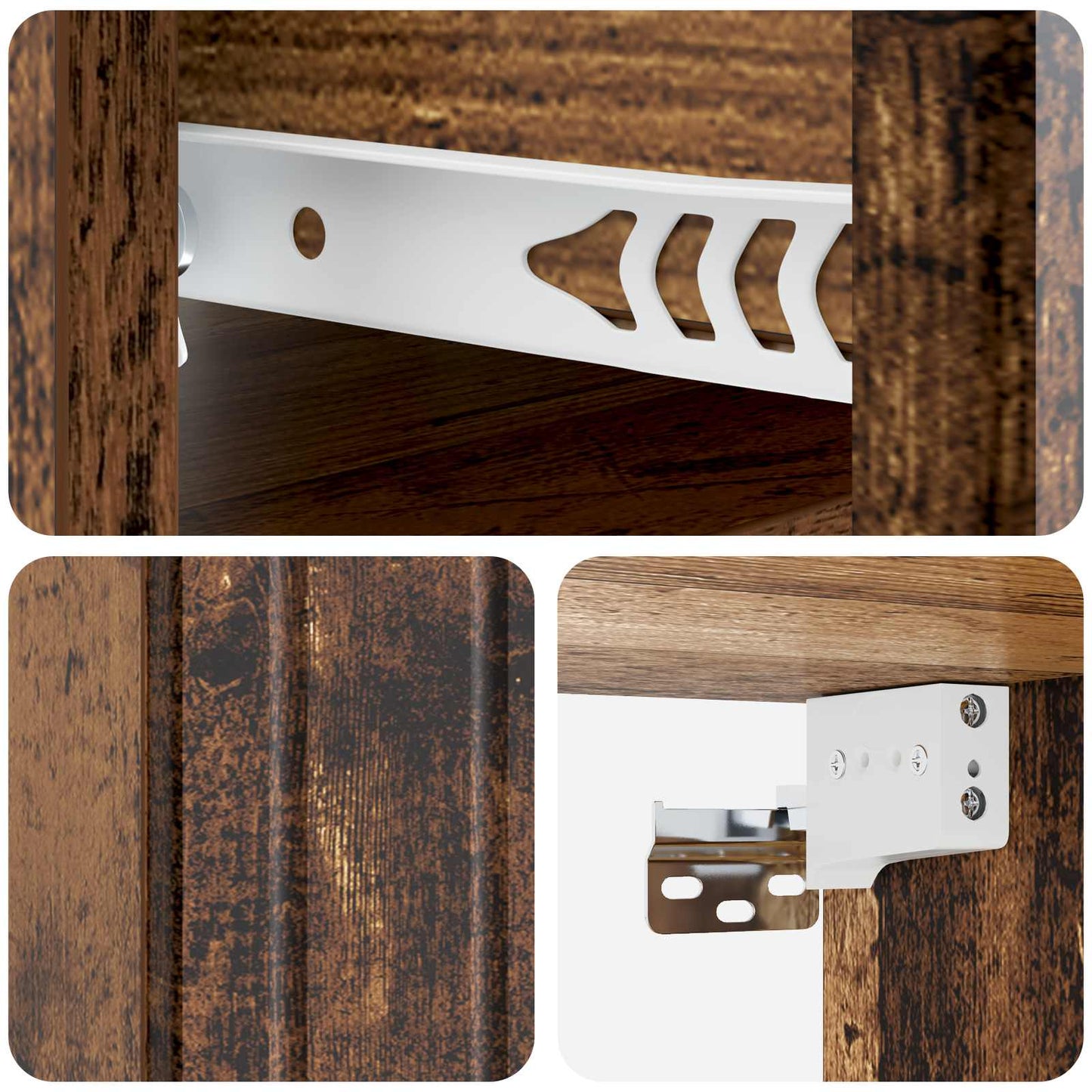 Wall-Mounted Bedside Cabinet Old Wood 33 x 34.5 x 24 cm