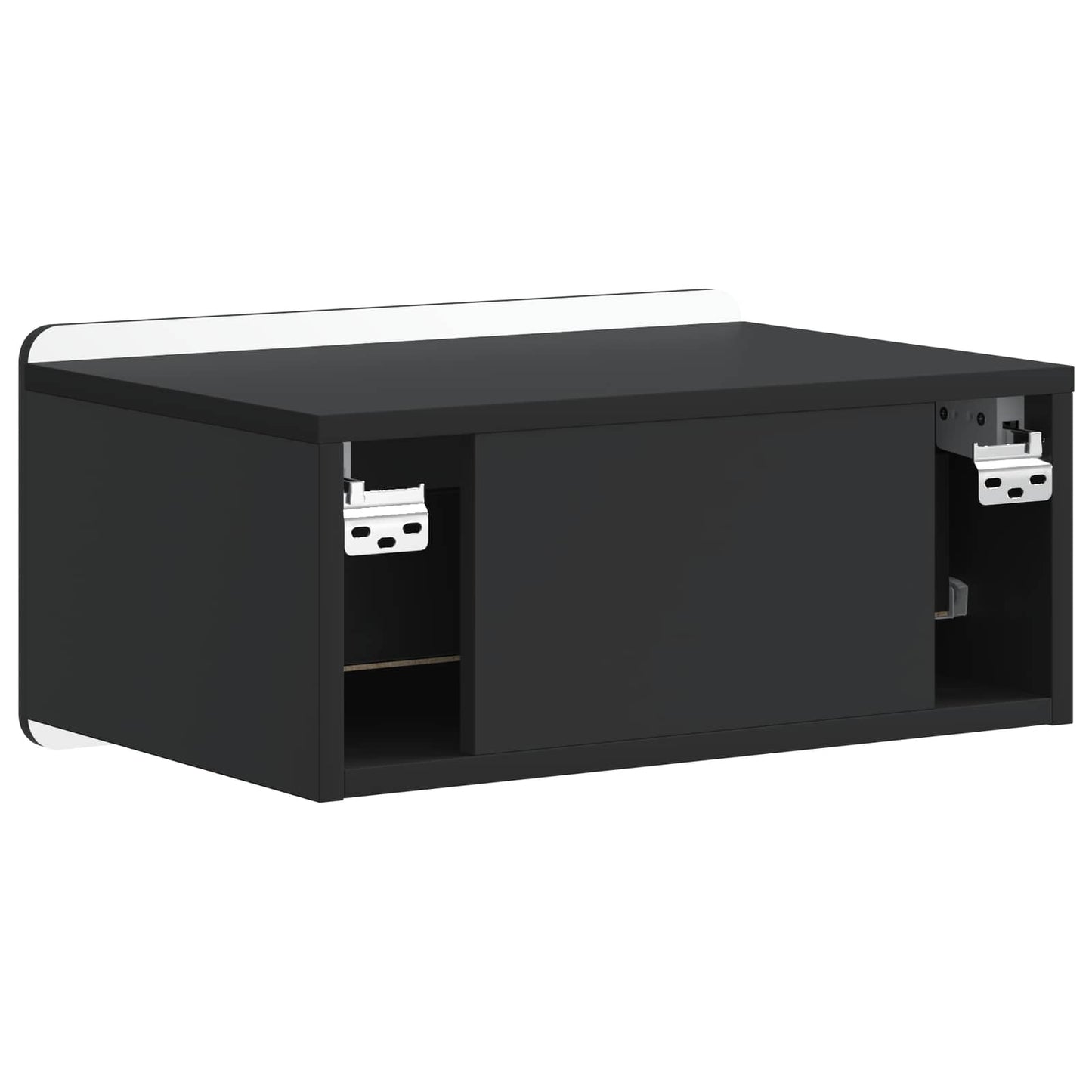 Wall-Mounted Bedside Cabinet Black 49 x 34.5 x 24 cm