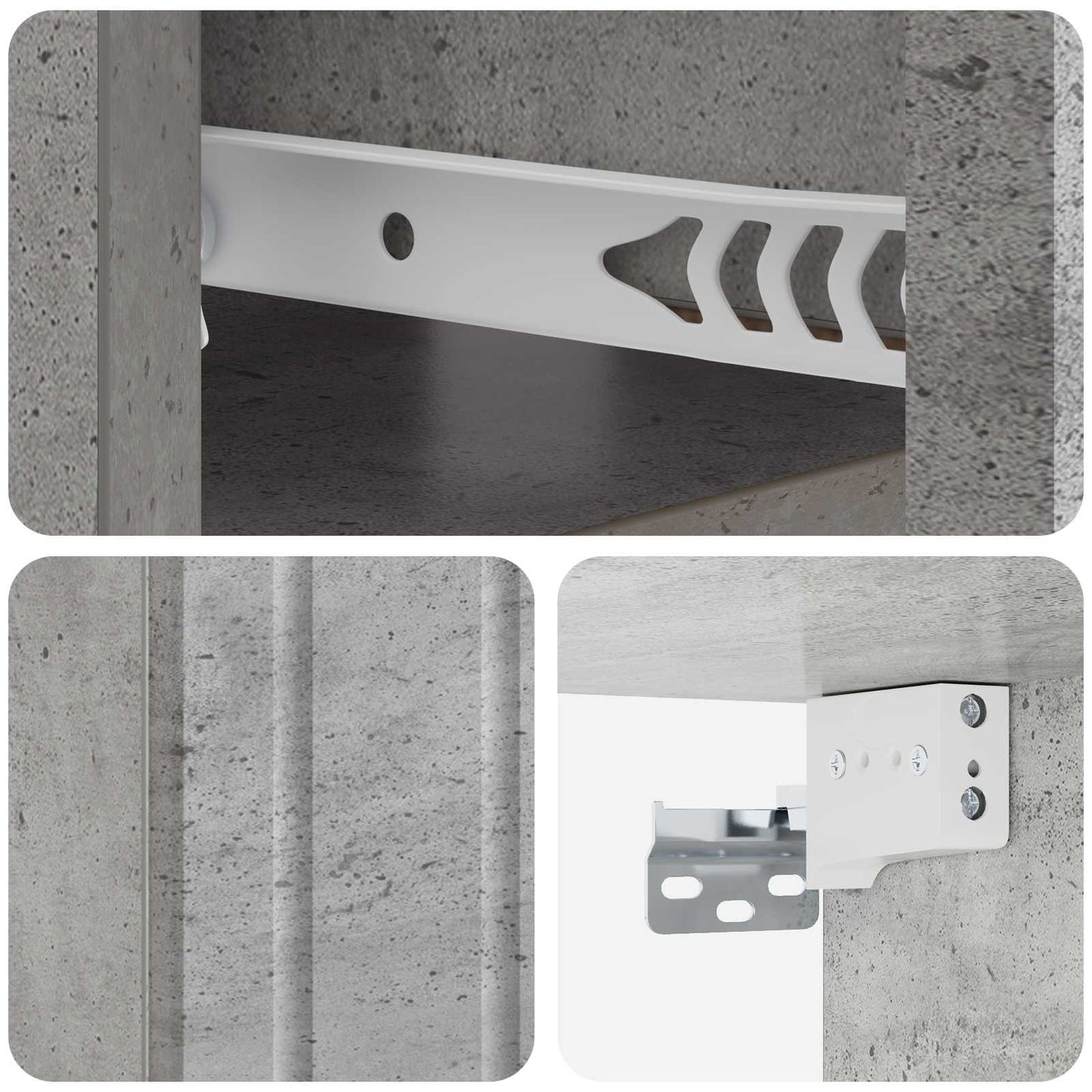 Wall-Mounted Bedside Cabinet 2 pcs Concrete Grey