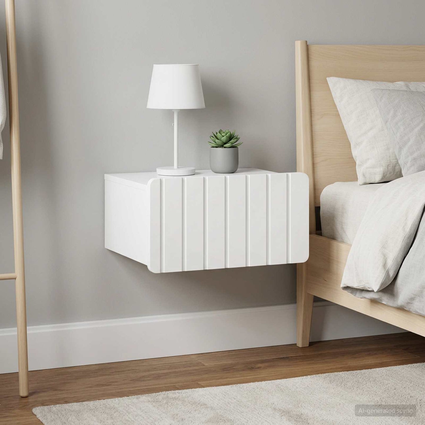 Wall-Mounted Bedside Cabinet with Drawer 2 pcs High Gloss White