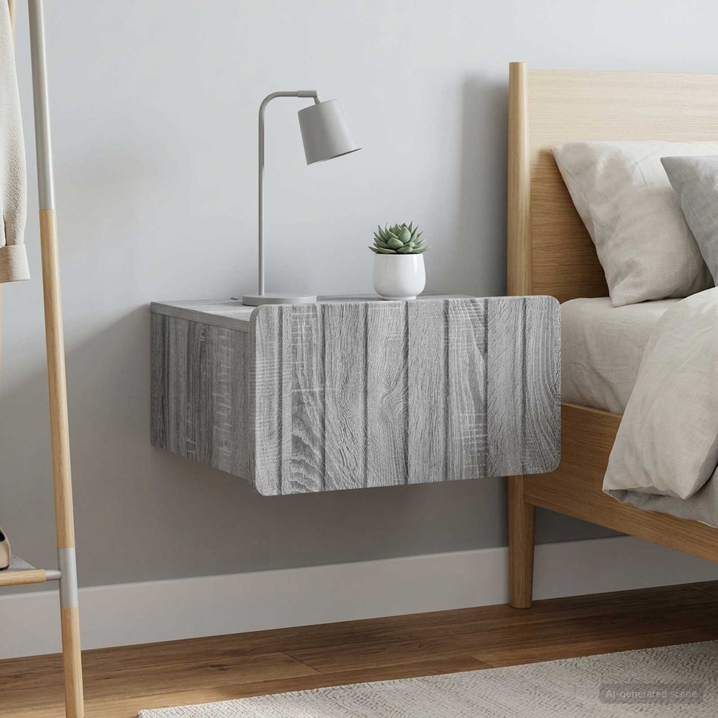 Wall-Mounted Bedside Cabinet 2 pcs Grey Sonoma Engineered Wood