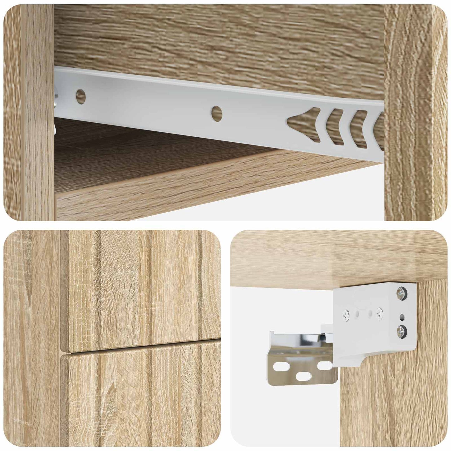 Wall-Mounted Bedside Cabinet 2 pcs Sonoma Oak 33 x 34.5 x 43 cm