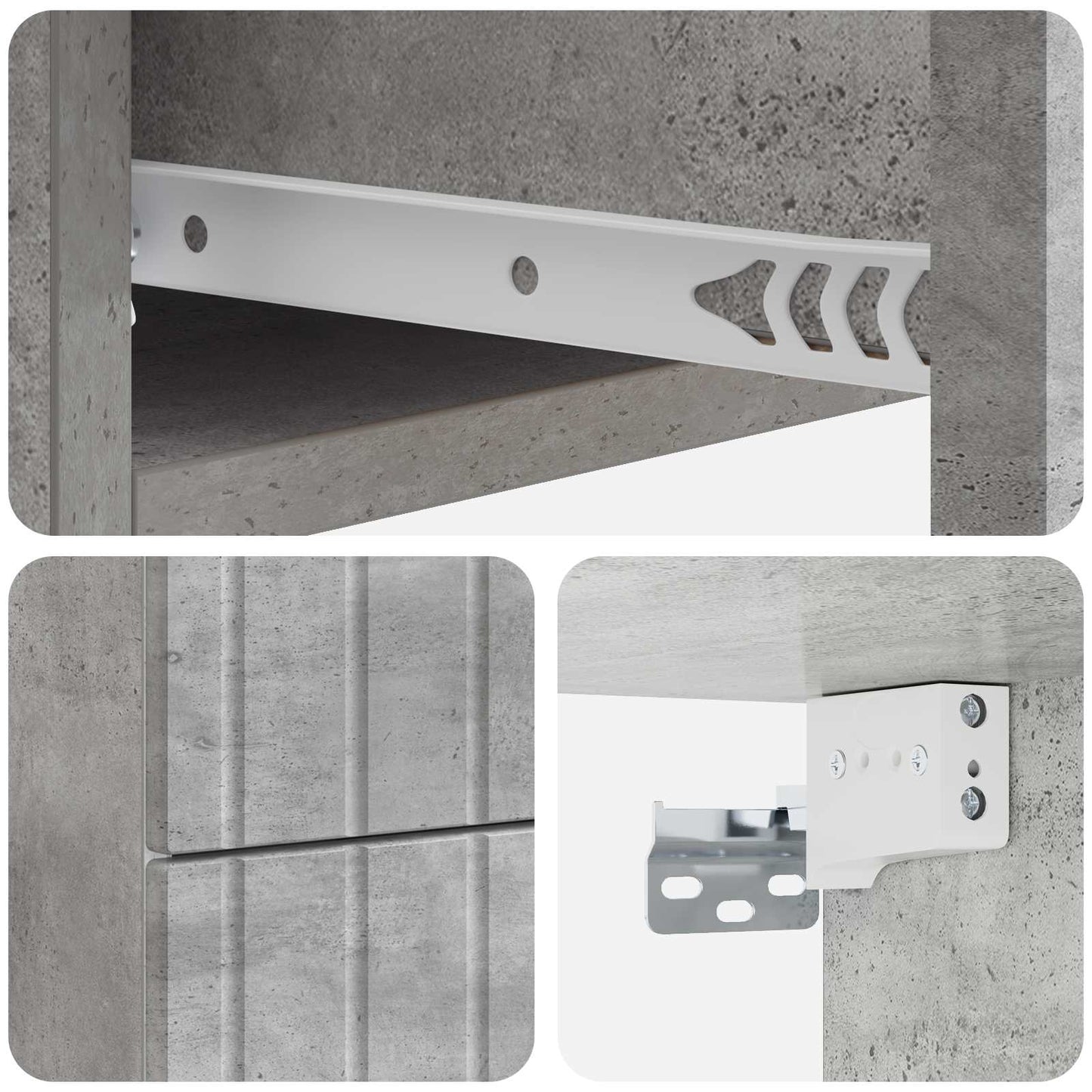 Wall-Mounted Bedside Cabinet Concrete Grey 33 x 34.5 x 43 cm