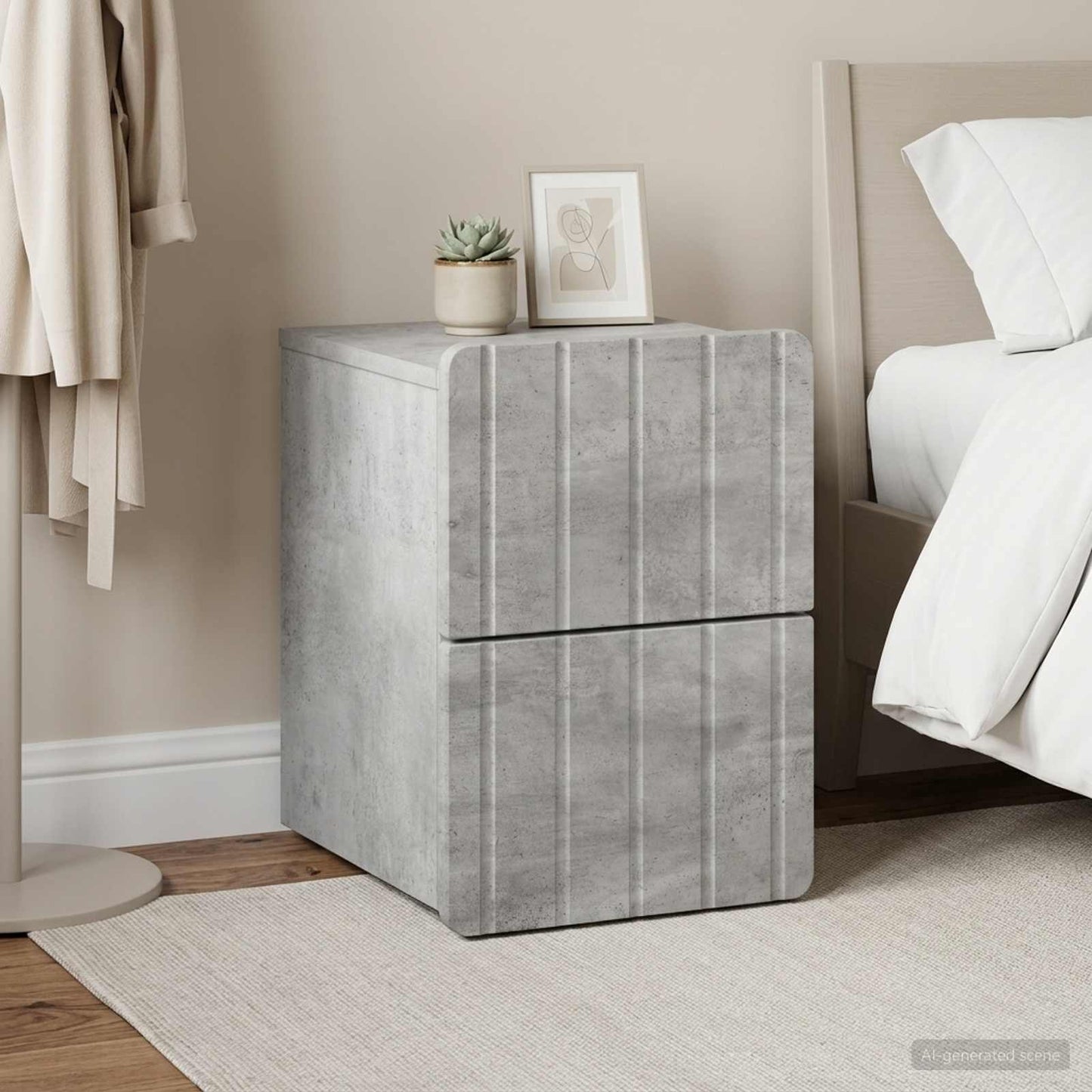 Wall-Mounted Bedside Cabinet with Drawer 2 pcs Concrete Grey