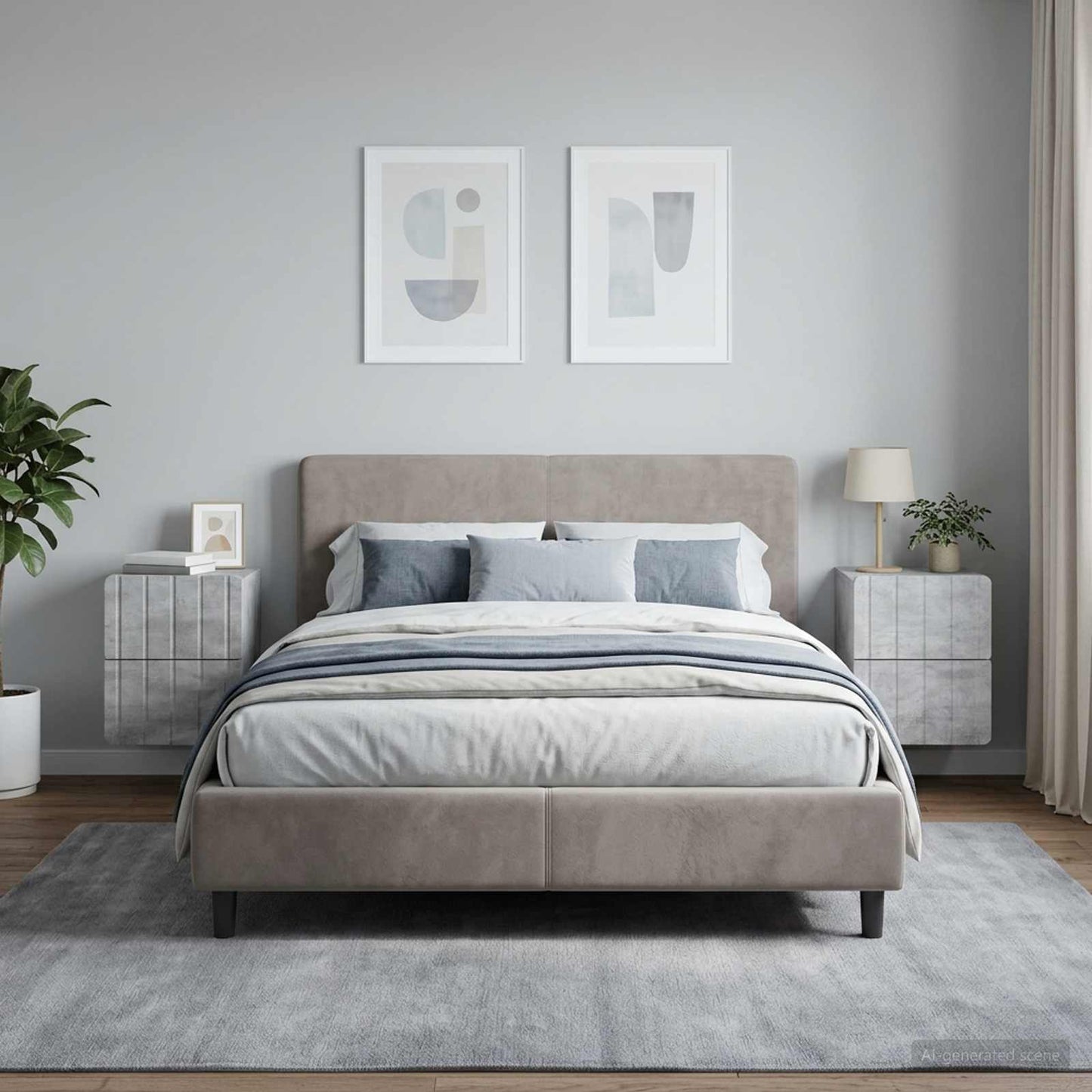 Wall-Mounted Bedside Cabinet with Drawer 2 pcs Concrete Grey