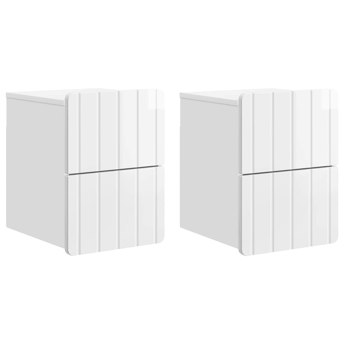 Wall-Mounted Bedside Cabinet with Drawer 2 pcs High Gloss White