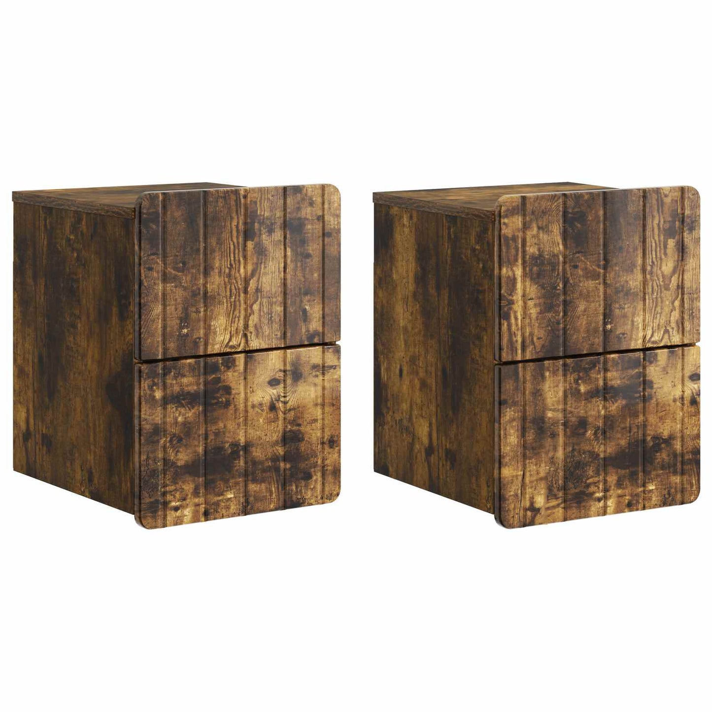 Wall-Mounted Bedside Cabinet 2 pcs Smoked Oak 33 x 34.5 x 43 cm