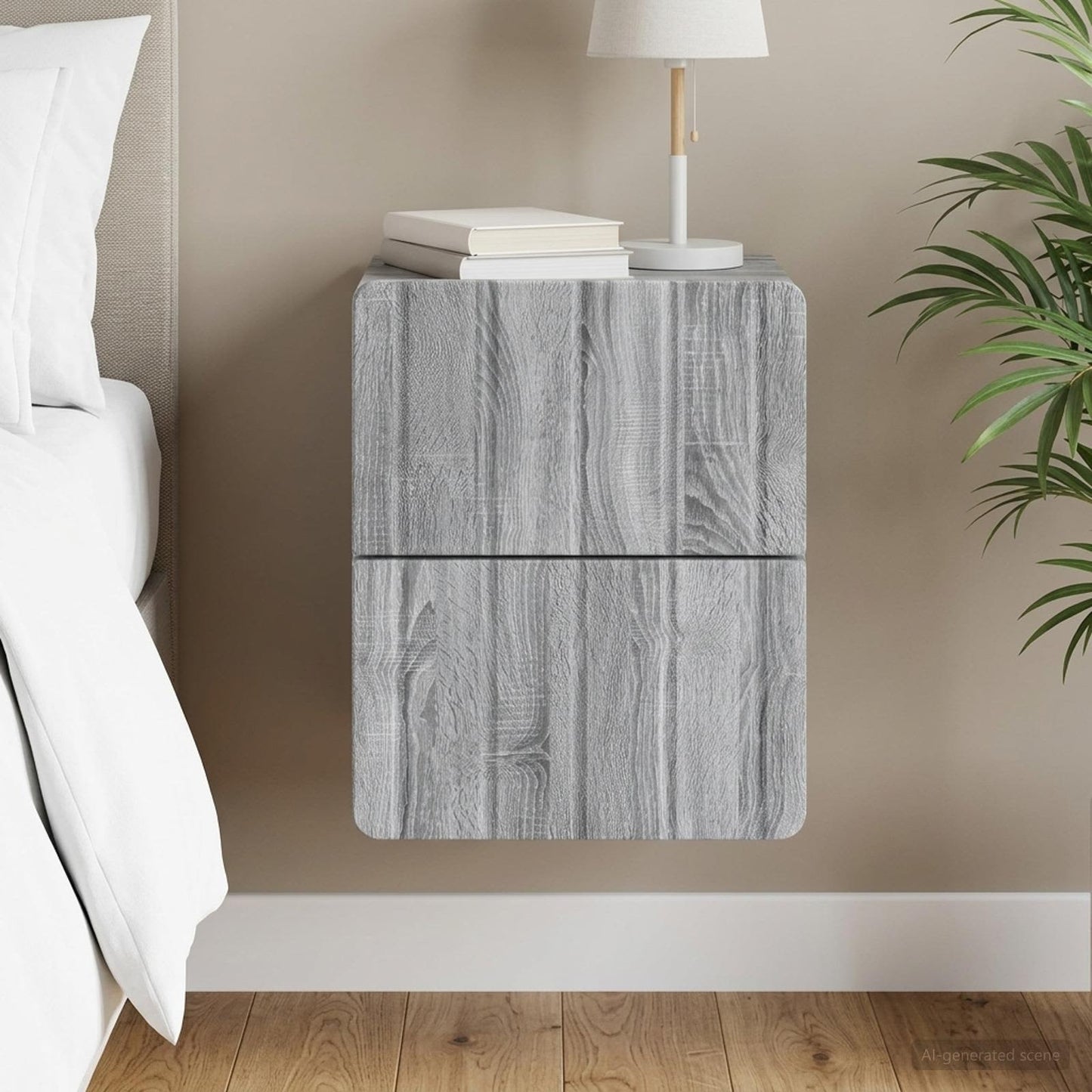 Wall-Mounted Bedside Cabinet Grey Sonoma 33 x 34.5 x 43 cm