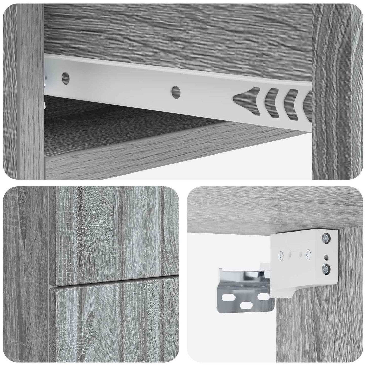 Wall-Mounted Bedside Cabinet 2 pcs Grey Sonoma